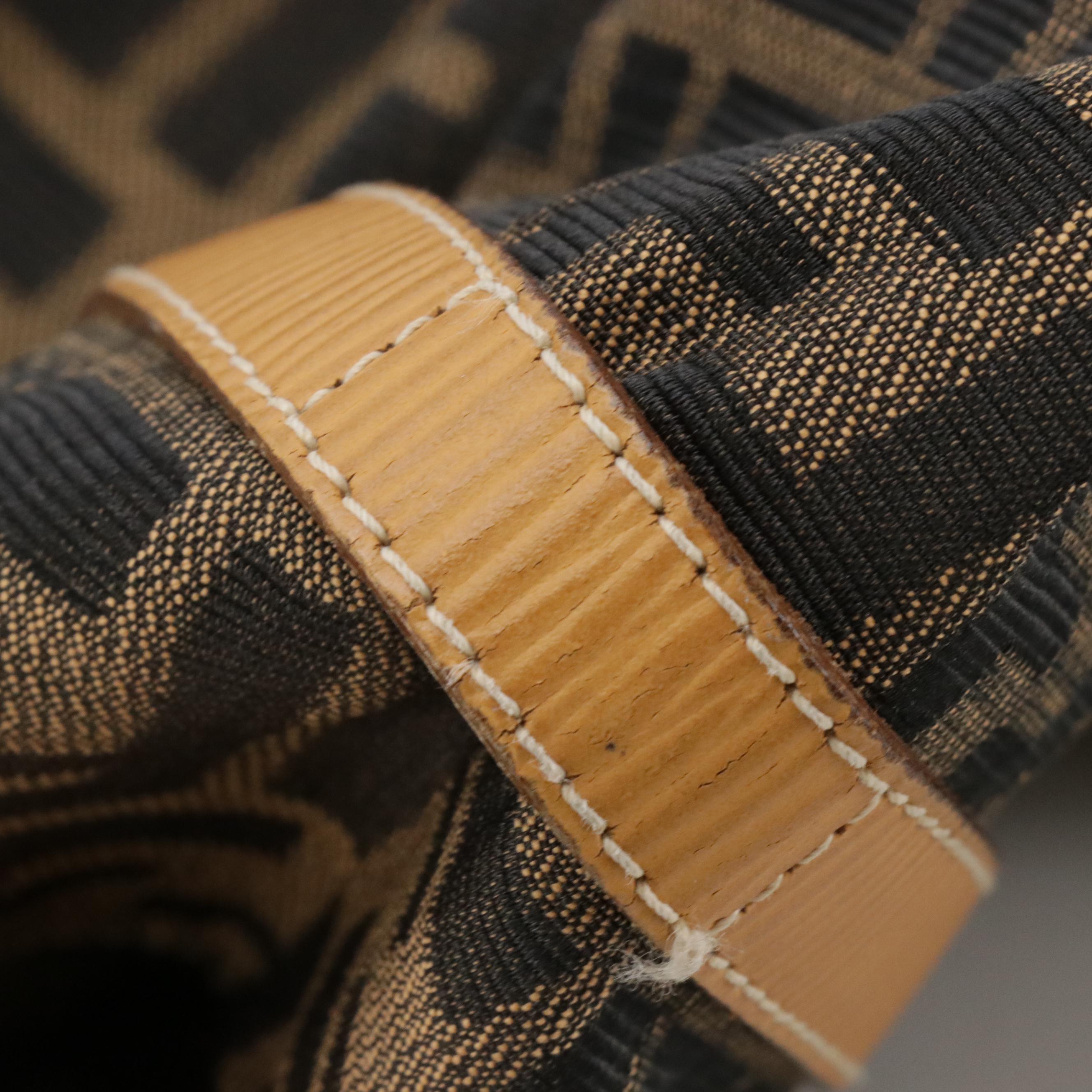 Fendi Vintage Travel Bag in Zucca Jacquard Canvas and Textured Leather Trim