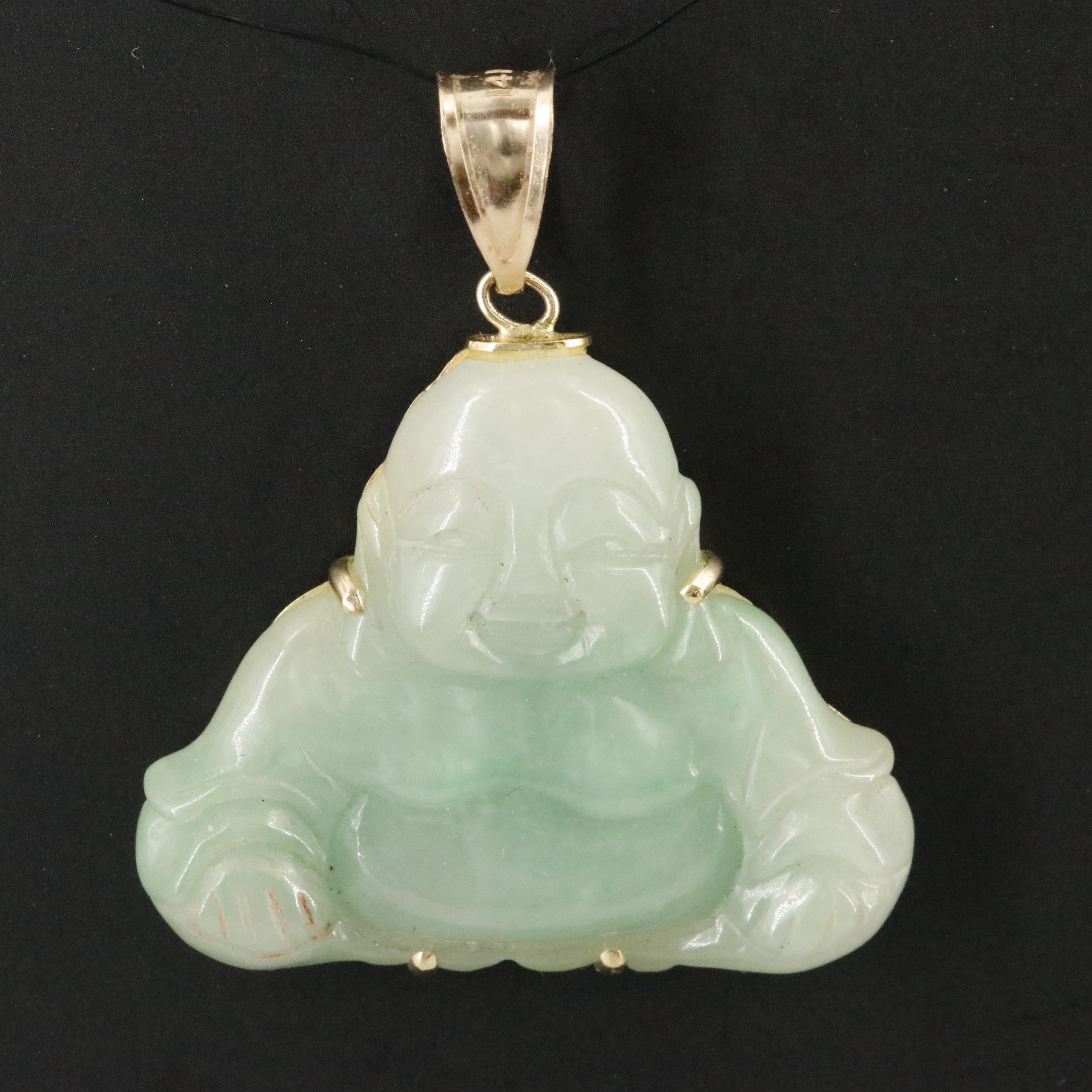 14K Jadeite Budai Pendant