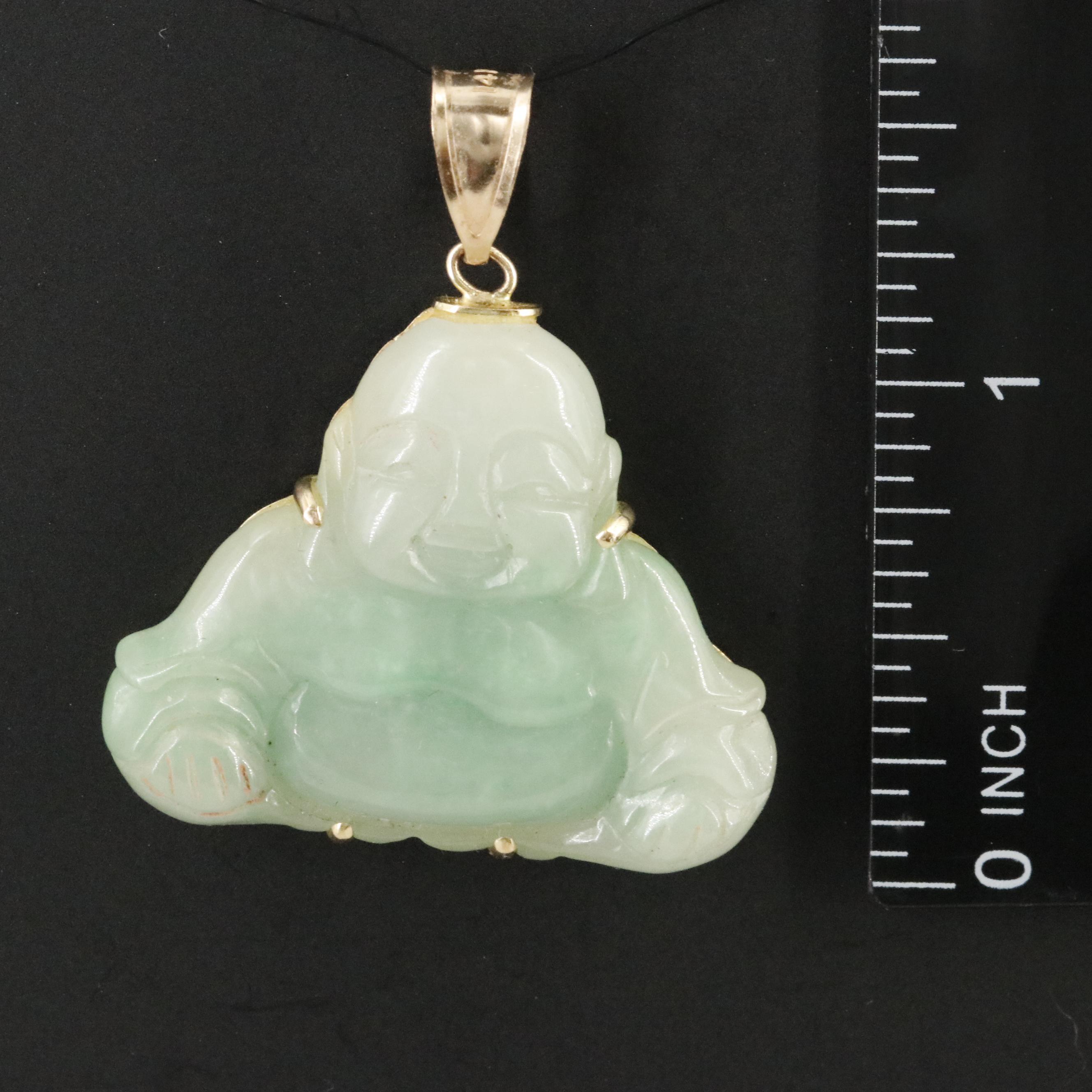 14K Jadeite Budai Pendant