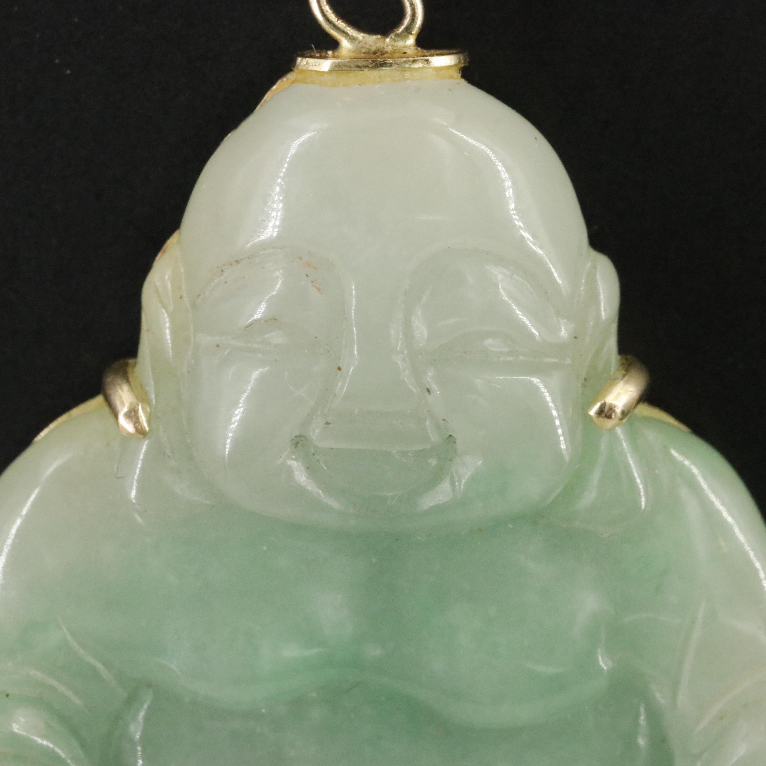 14K Jadeite Budai Pendant