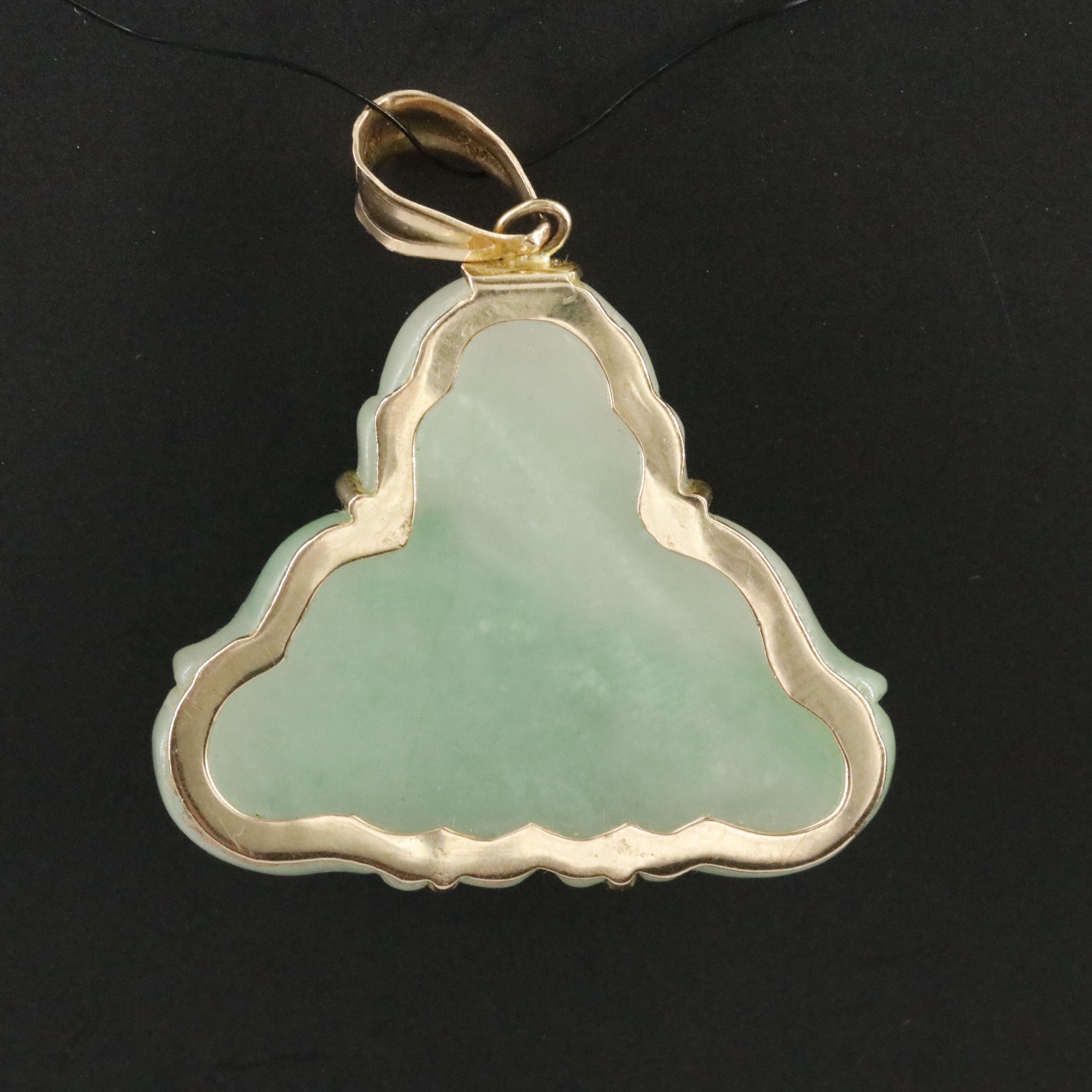 14K Jadeite Budai Pendant