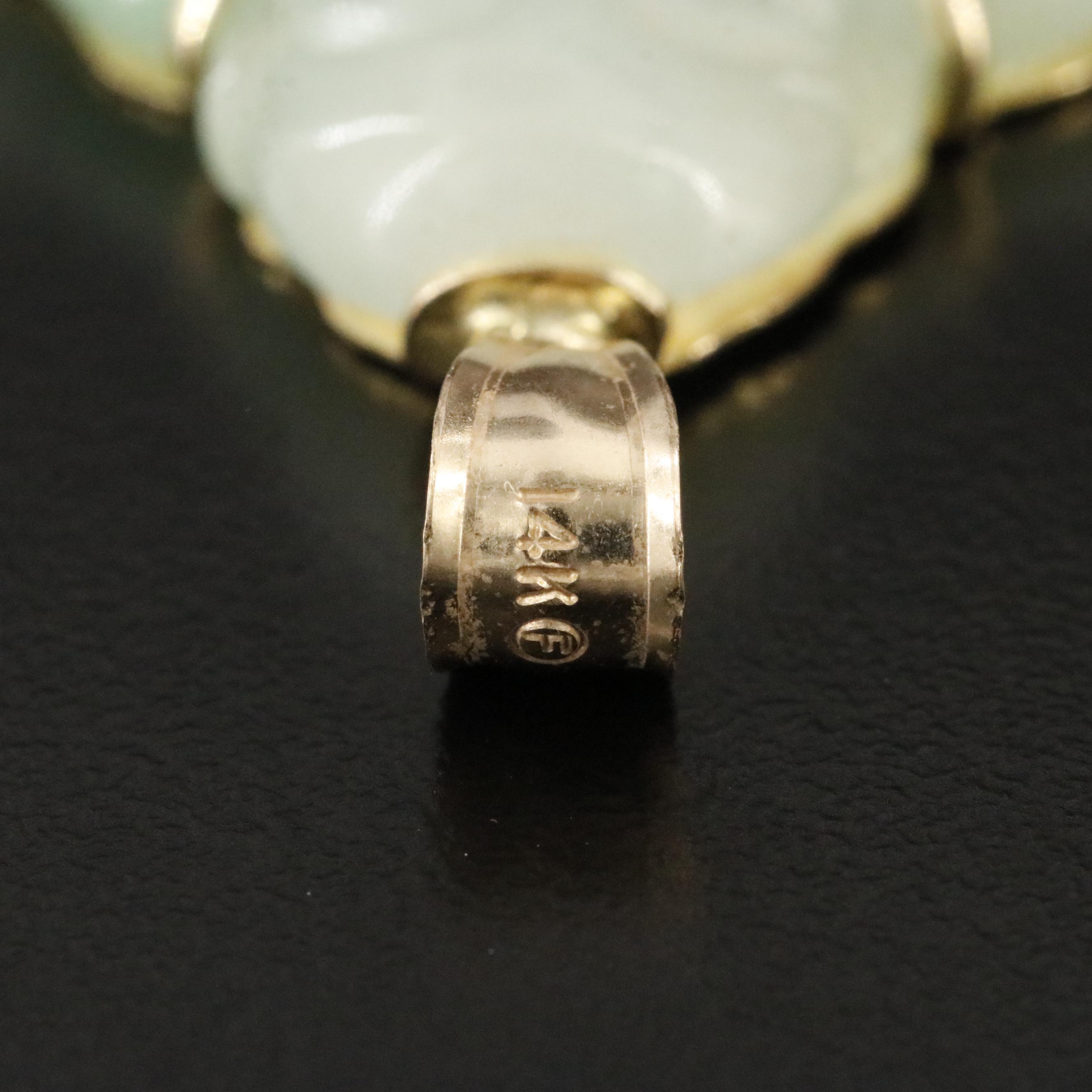 14K Jadeite Budai Pendant