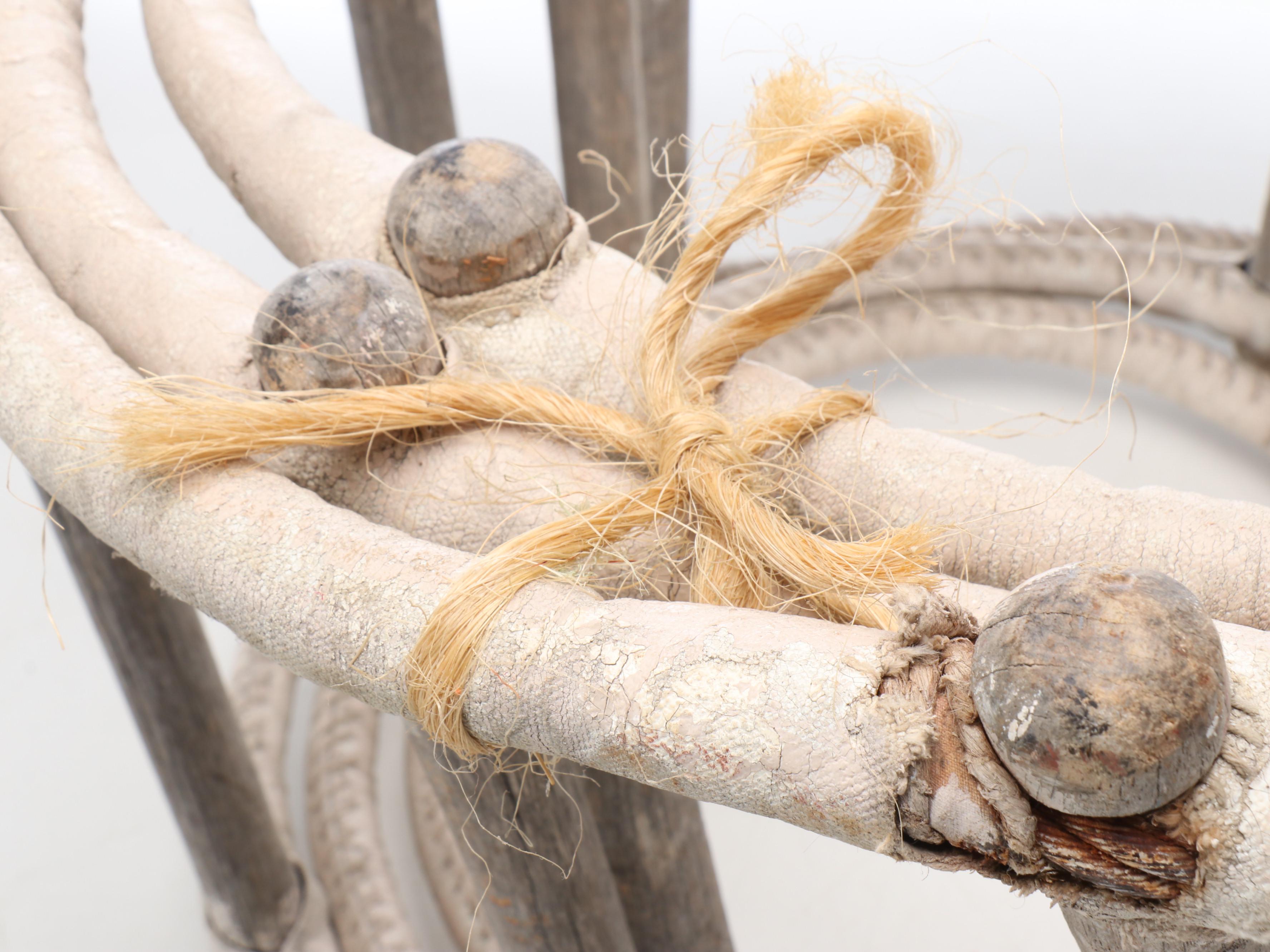 Primitive Style Plant Holder with Red Metal Lanterns