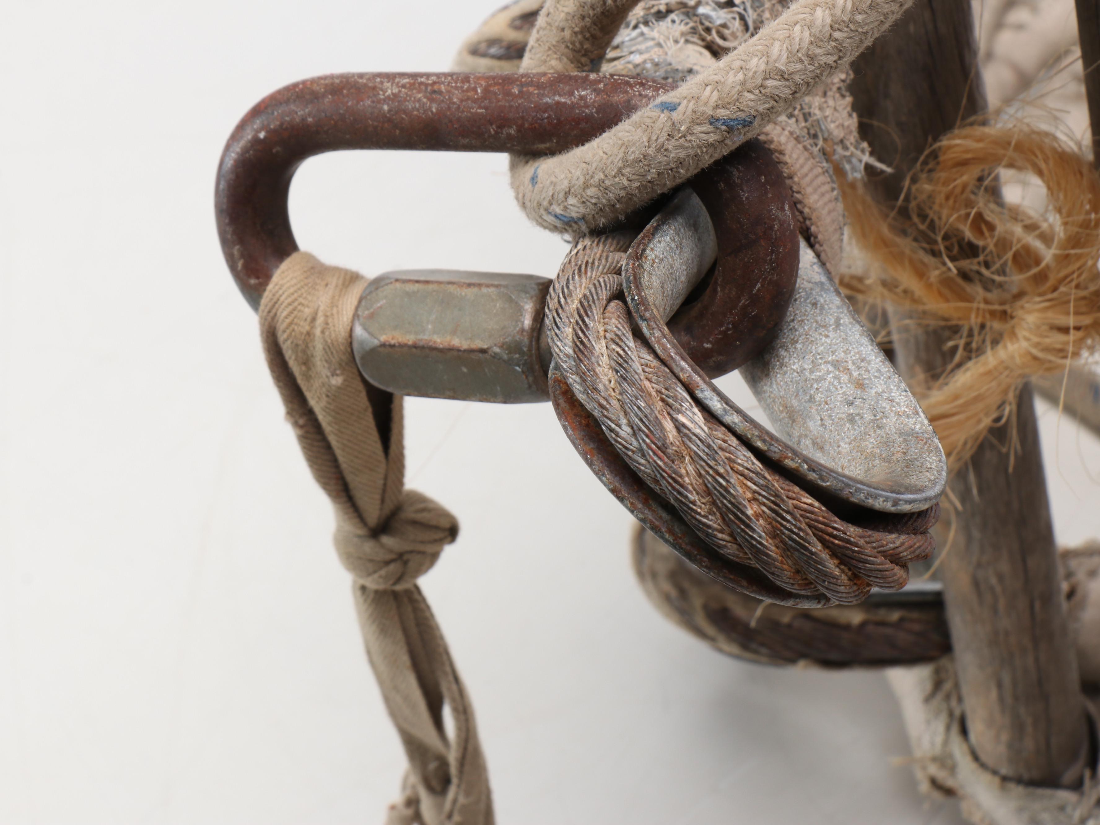 Primitive Style Plant Holder with Red Metal Lanterns