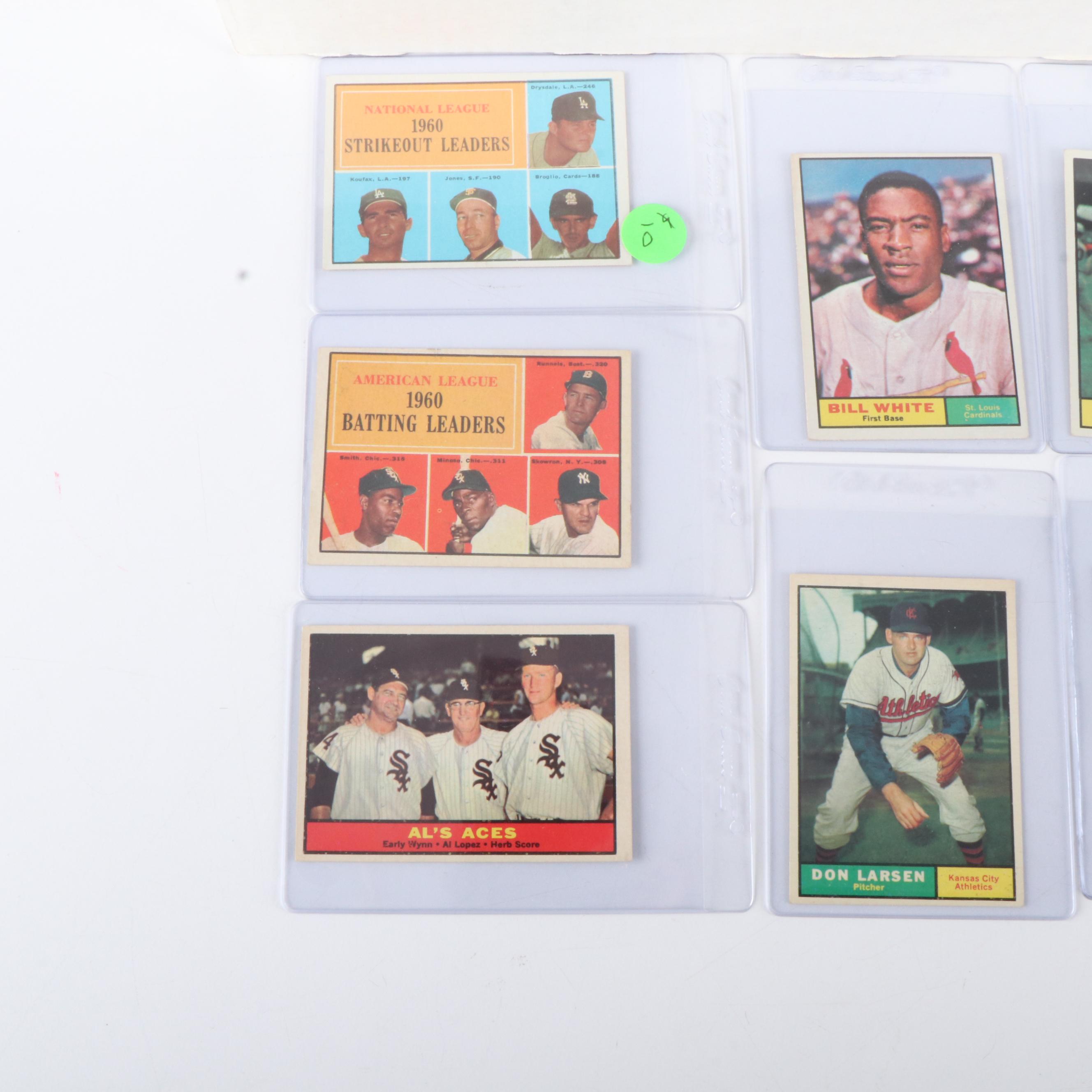 1961 Topps Baseball Cards Featuring Sandy Koufax, Don Larsen, and More
