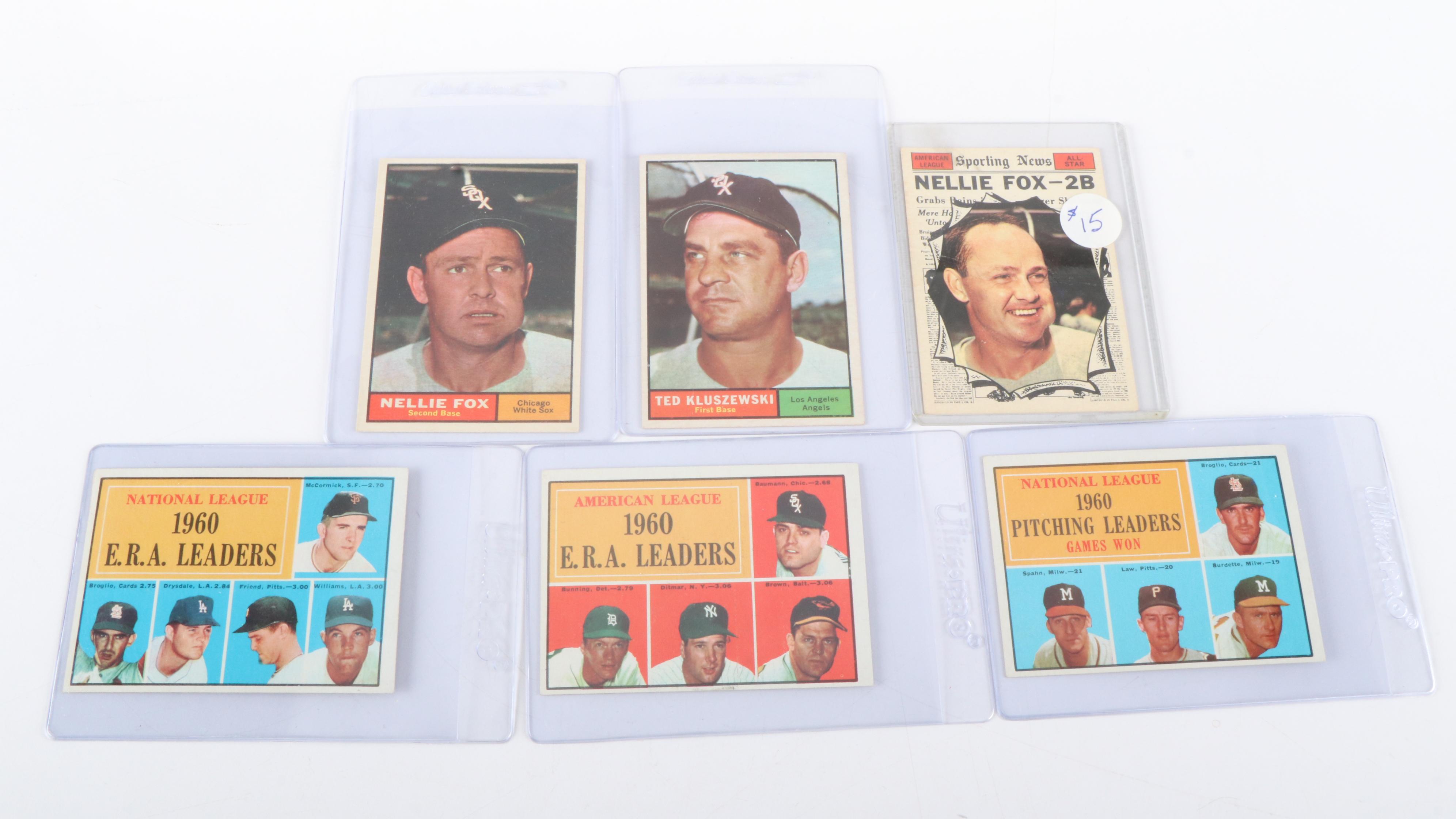 1961 Topps Baseball Cards Featuring Sandy Koufax, Don Larsen, and More