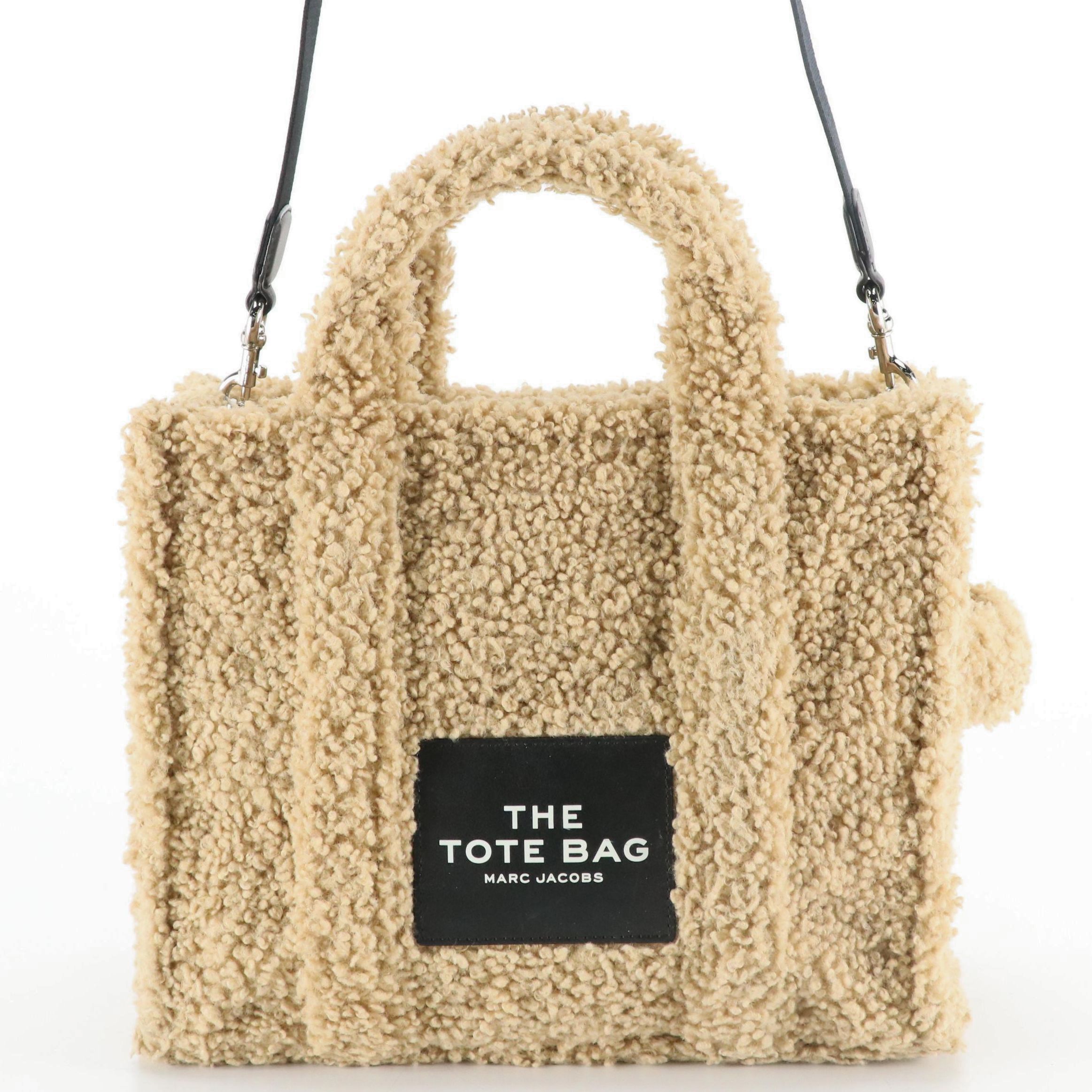 Marc Jacobs "The Teddy" Two-Way Tote Bag with Black Leather Trim