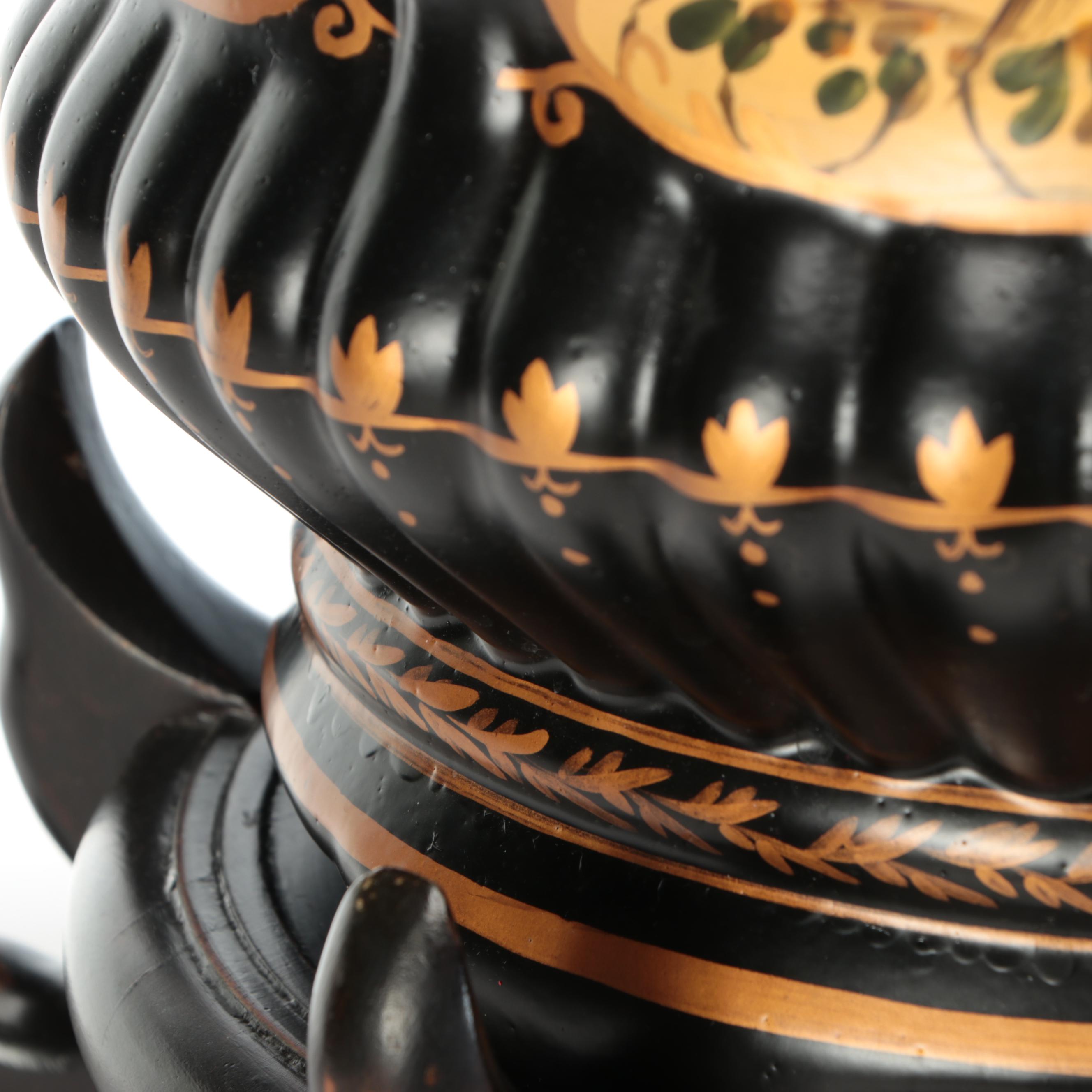 Chinese Glazed Ceramic Planter on Carved Wood Stand