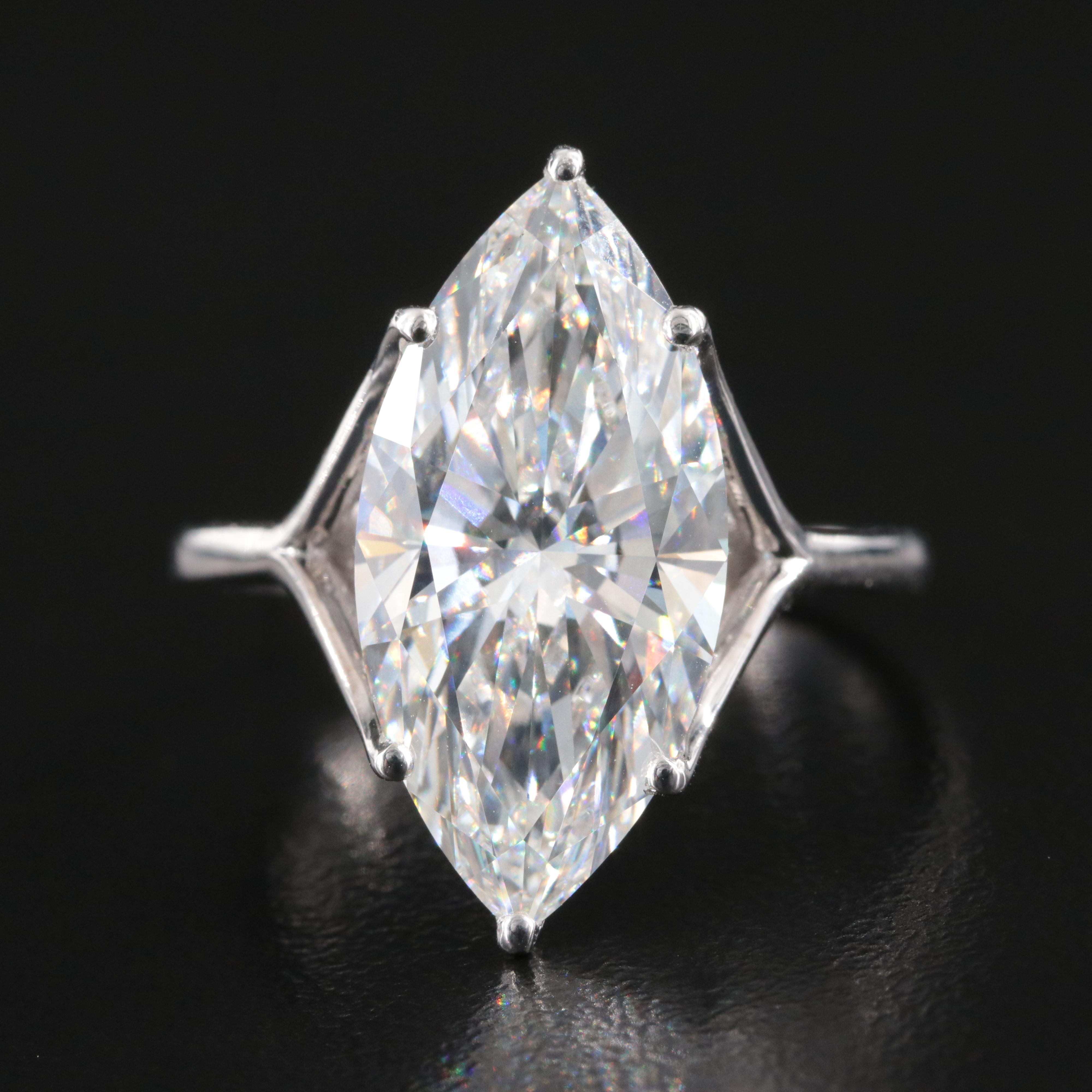 14K 7.04 CT Lab Grown Diamond Solitaire Ring with IGI Report