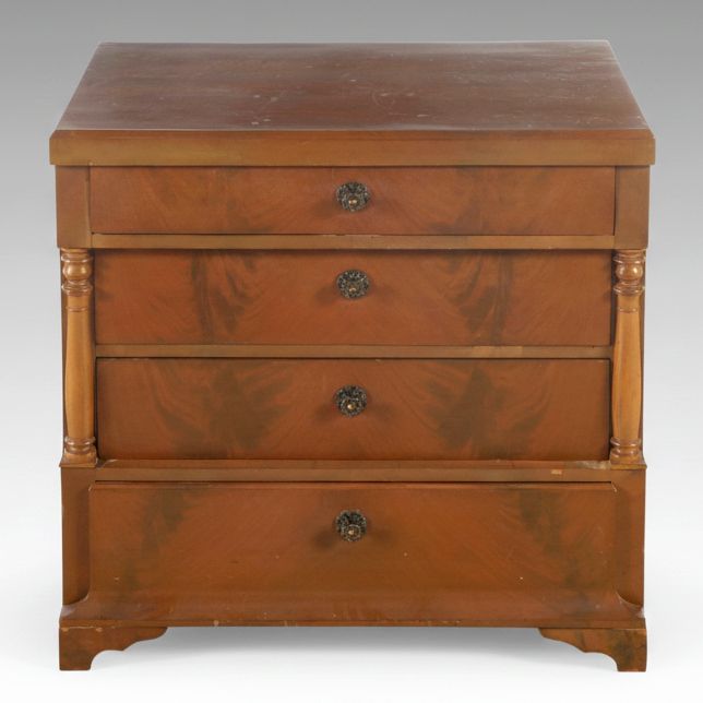Biedermeier Walnut Four-Drawer Chest