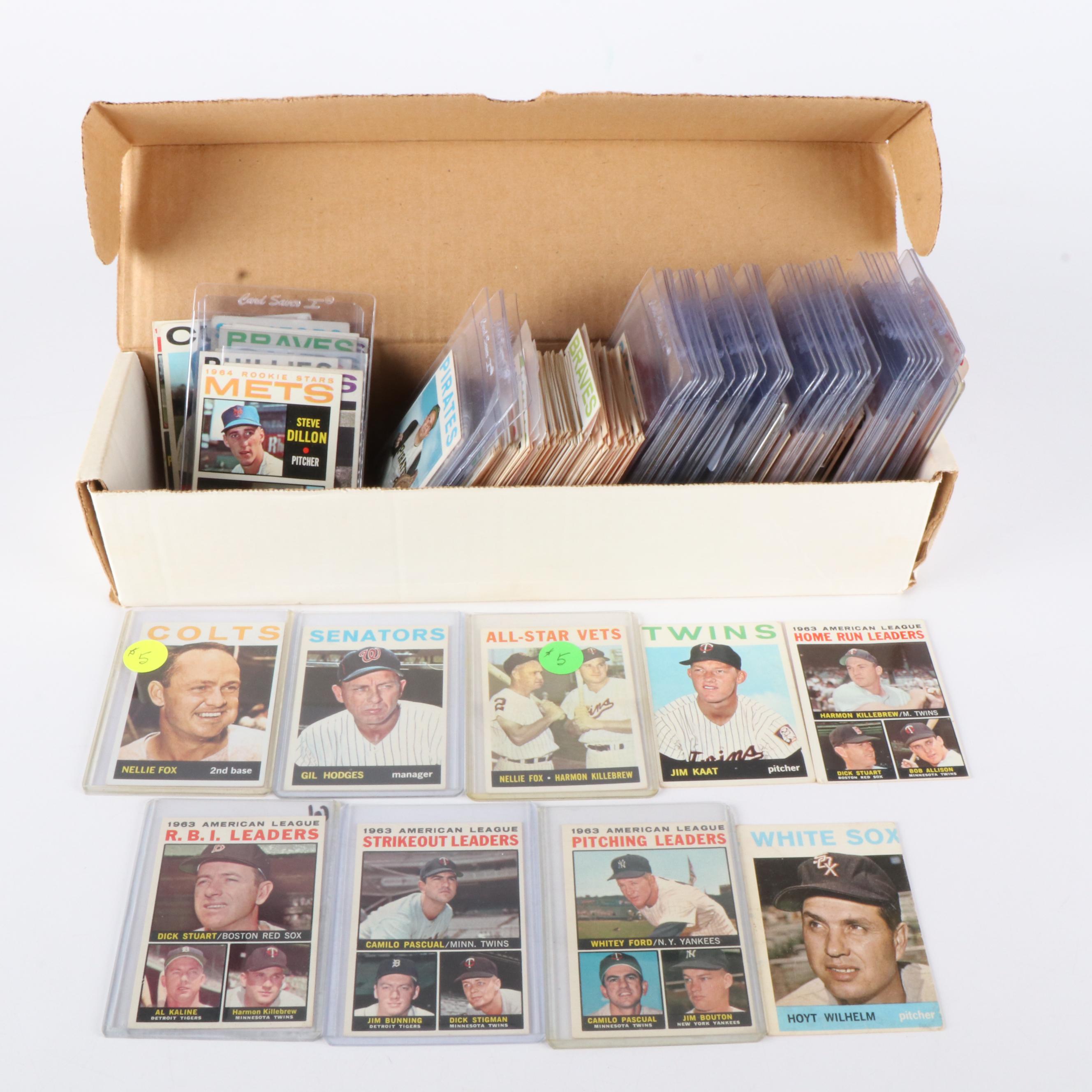 1964 Topps Baseball Cards Featuring Nellie Fox, Jim Kaat, and More