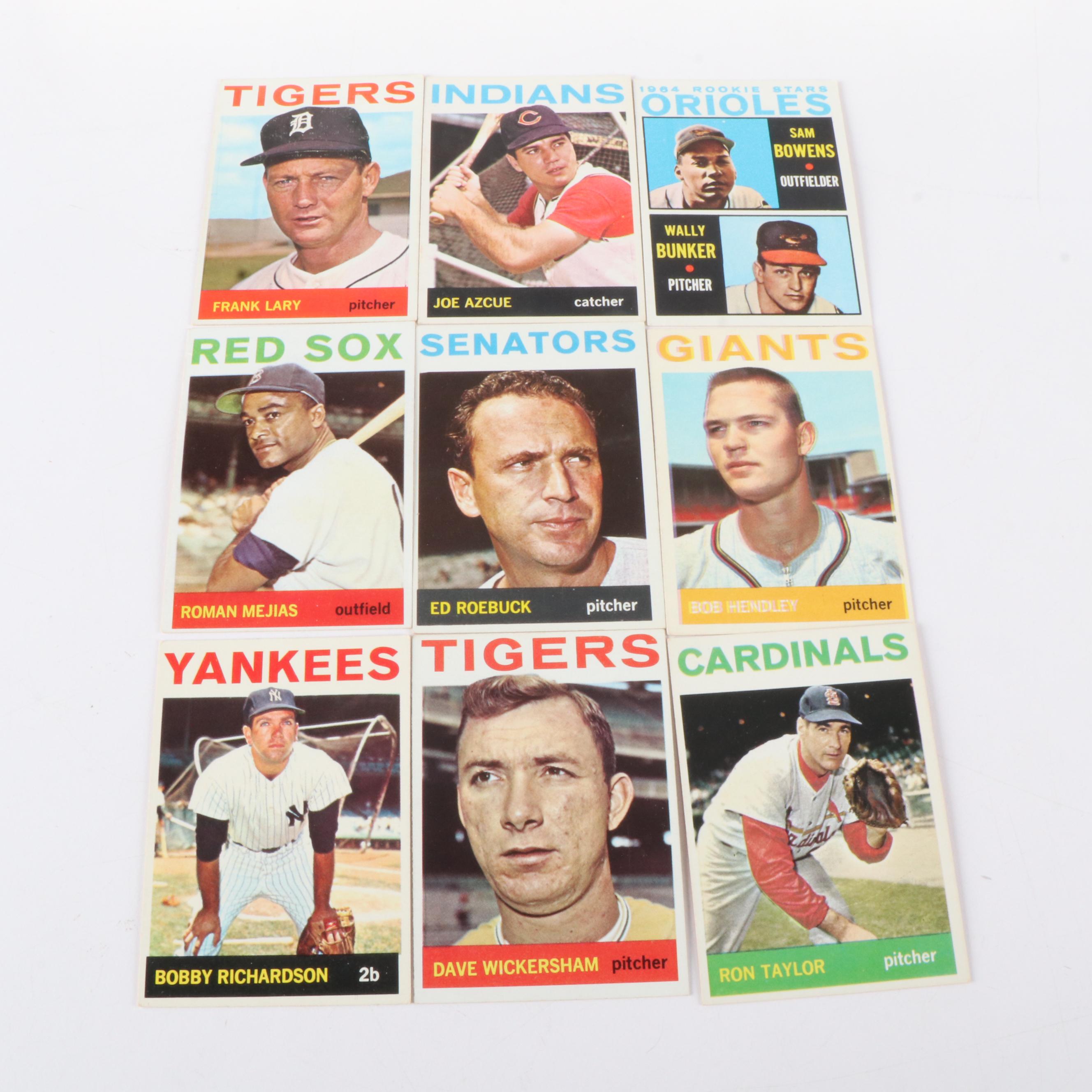 1964 Topps Baseball Cards Featuring Nellie Fox, Jim Kaat, and More