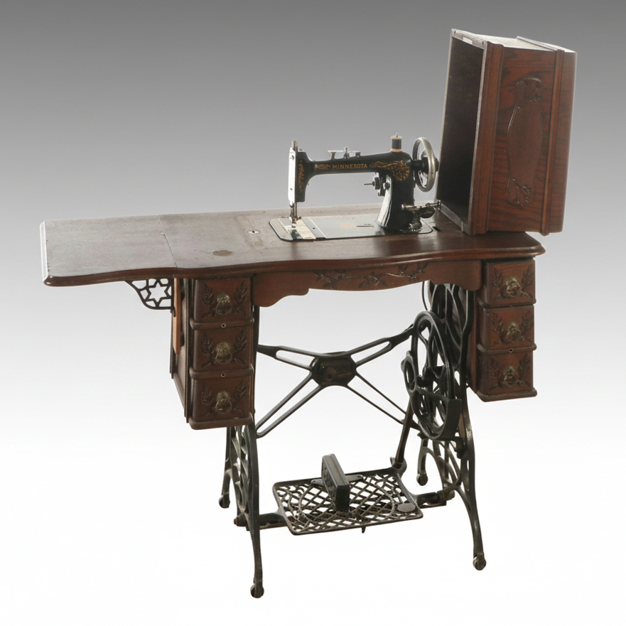 Antique Minnesota Sewing Machine in Oak Table and More