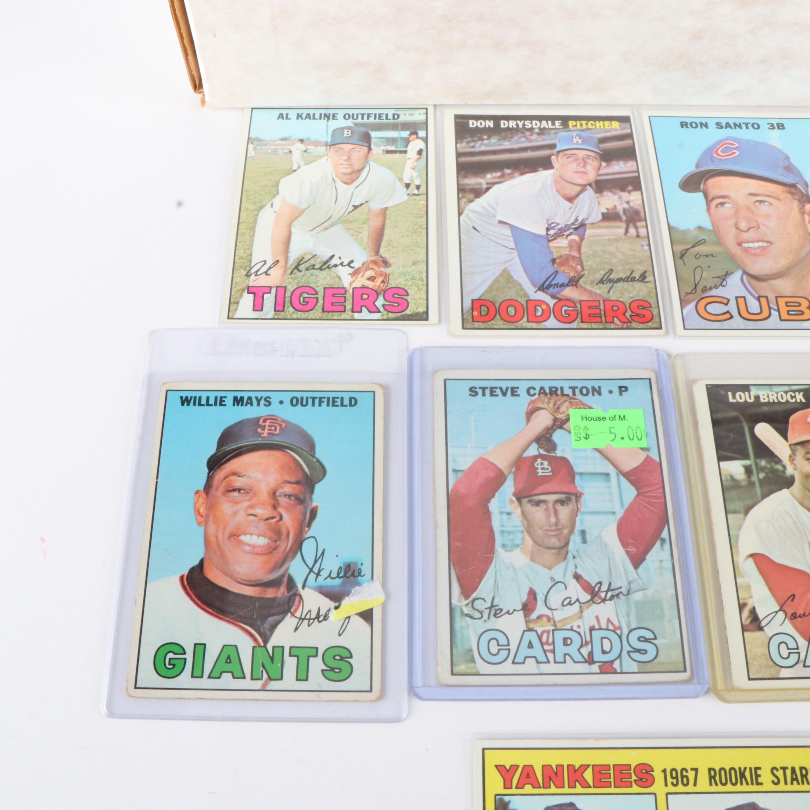 1967 Topps Baseball Cards Featuring Hank Aaron, Willie Mays, and More