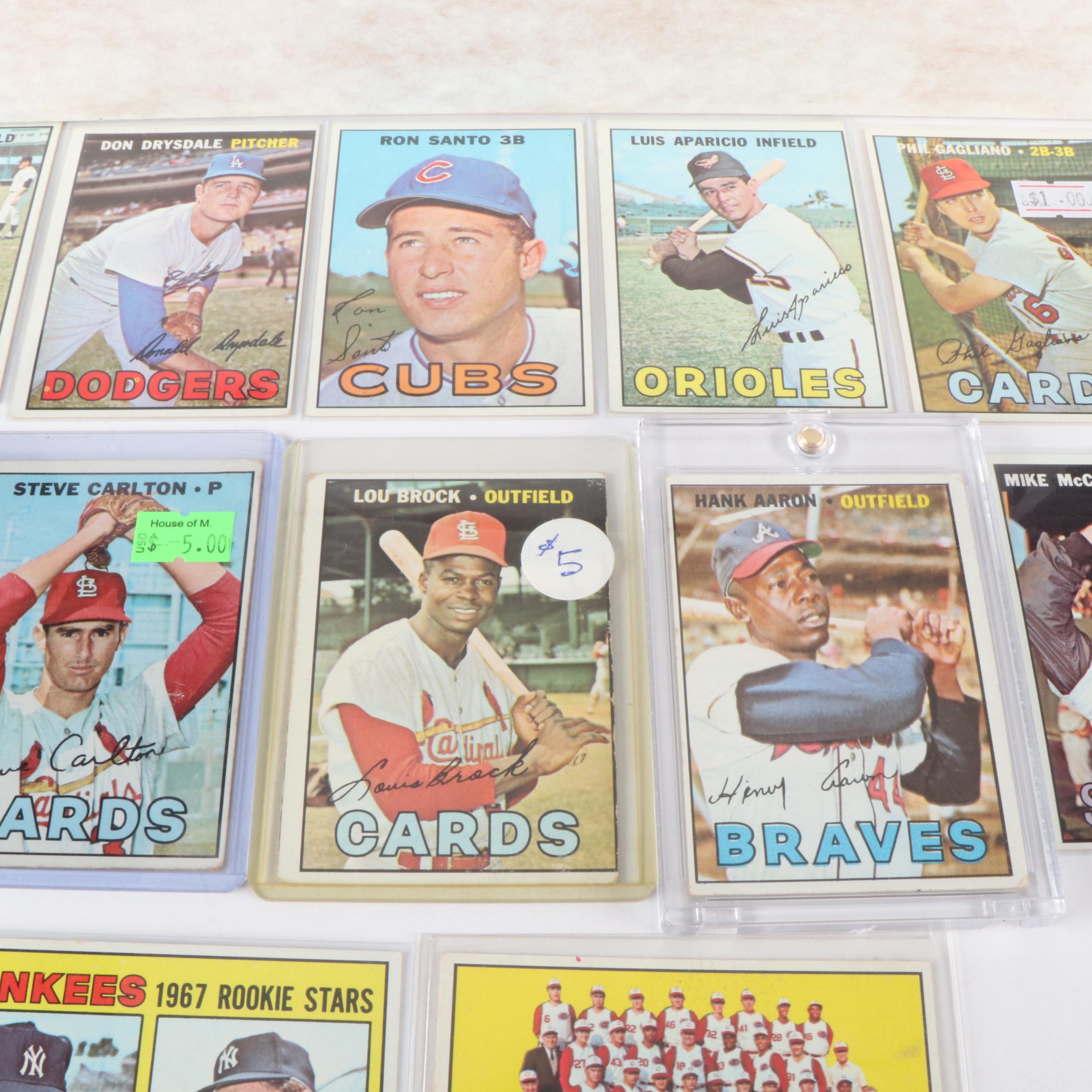 1967 Topps Baseball Cards Featuring Hank Aaron, Willie Mays, and More