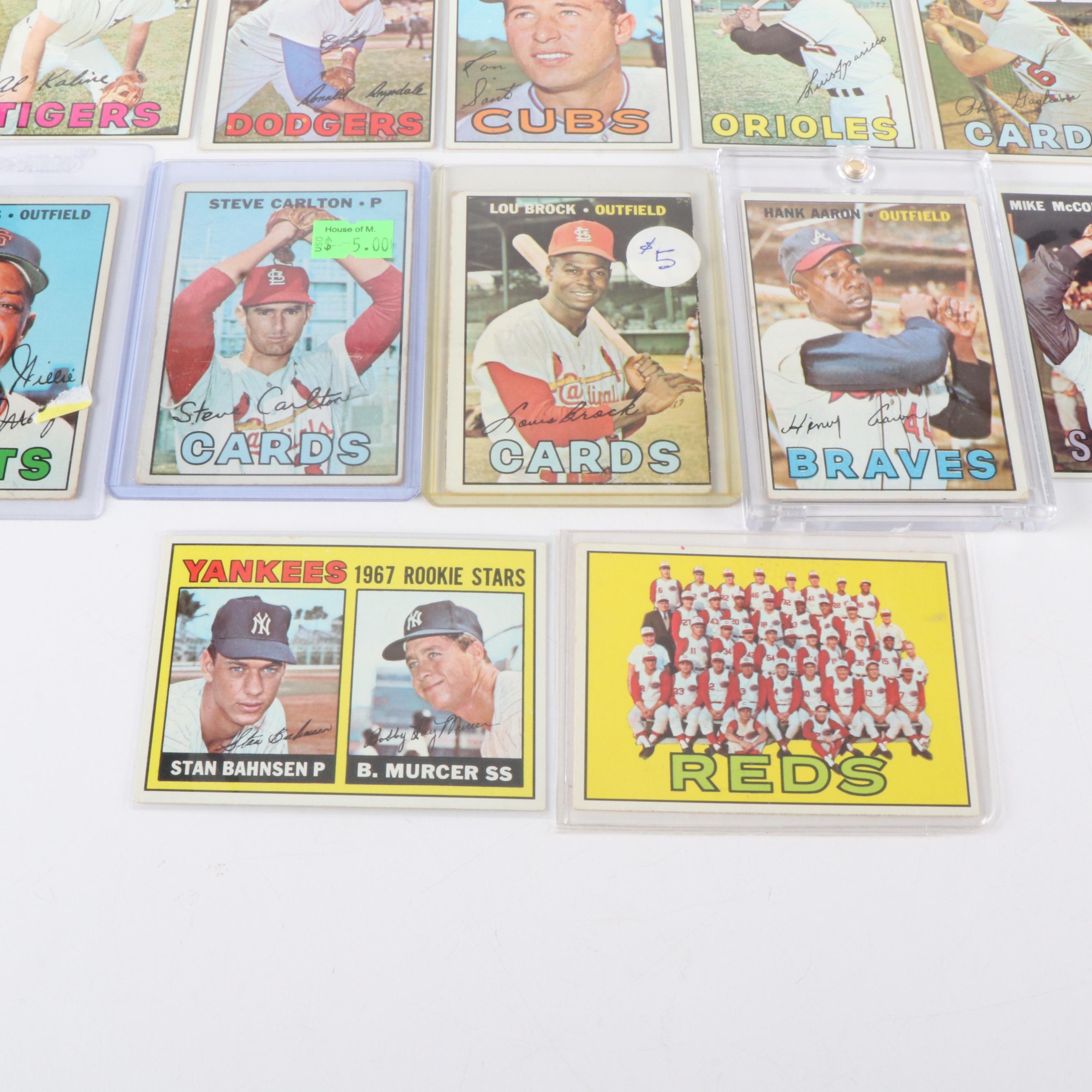 1967 Topps Baseball Cards Featuring Hank Aaron, Willie Mays, and More