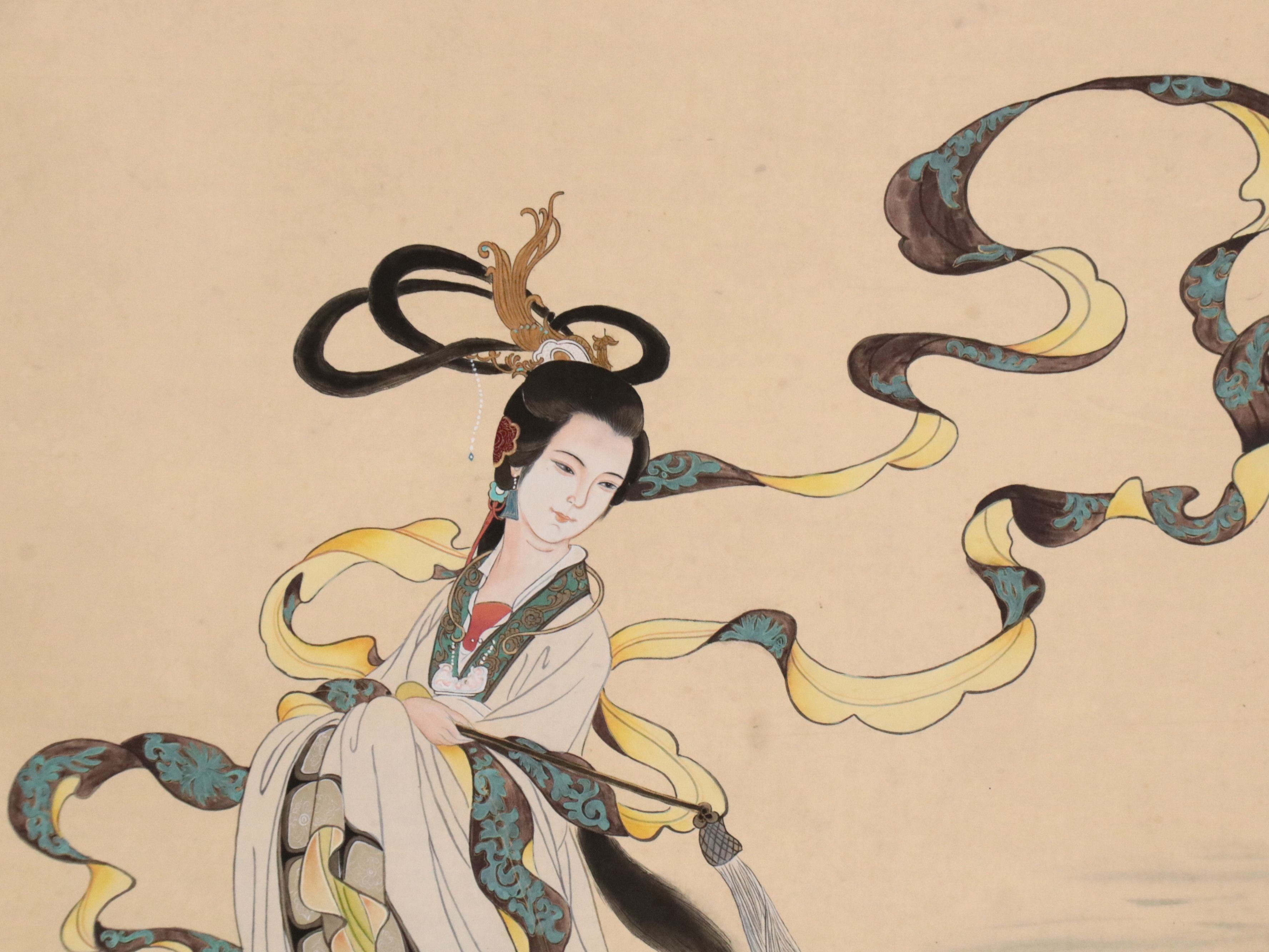 Watercolor and Gouache Chinese Hanging Scroll, Early 20th Century