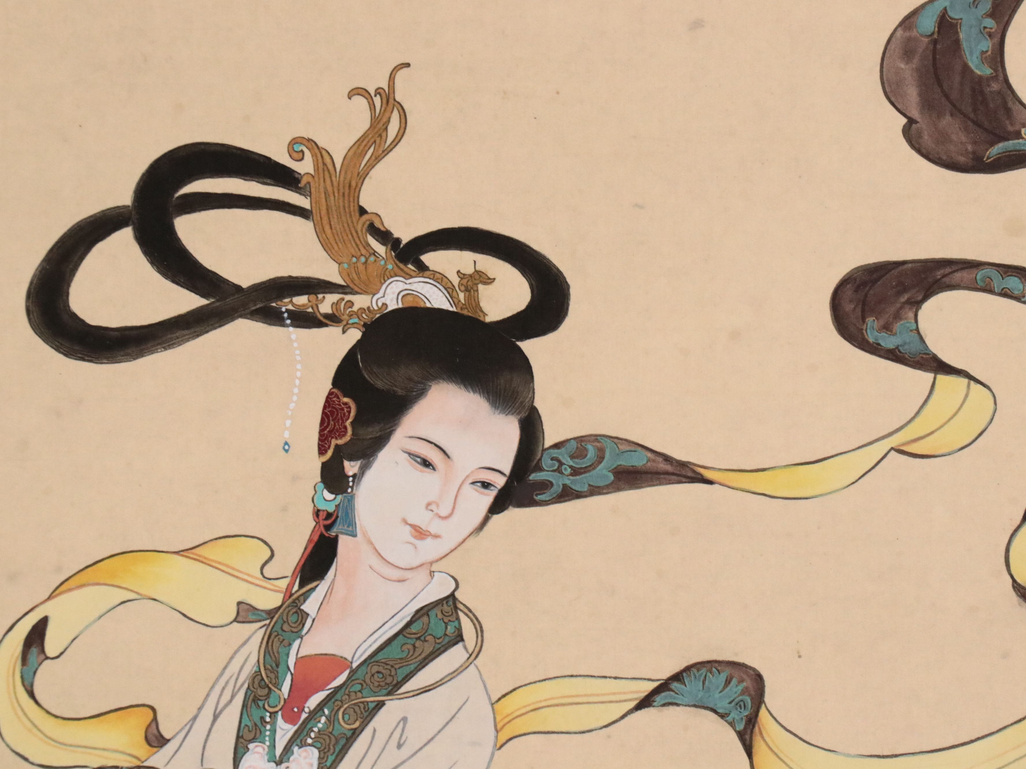 Watercolor and Gouache Chinese Hanging Scroll, Early 20th Century