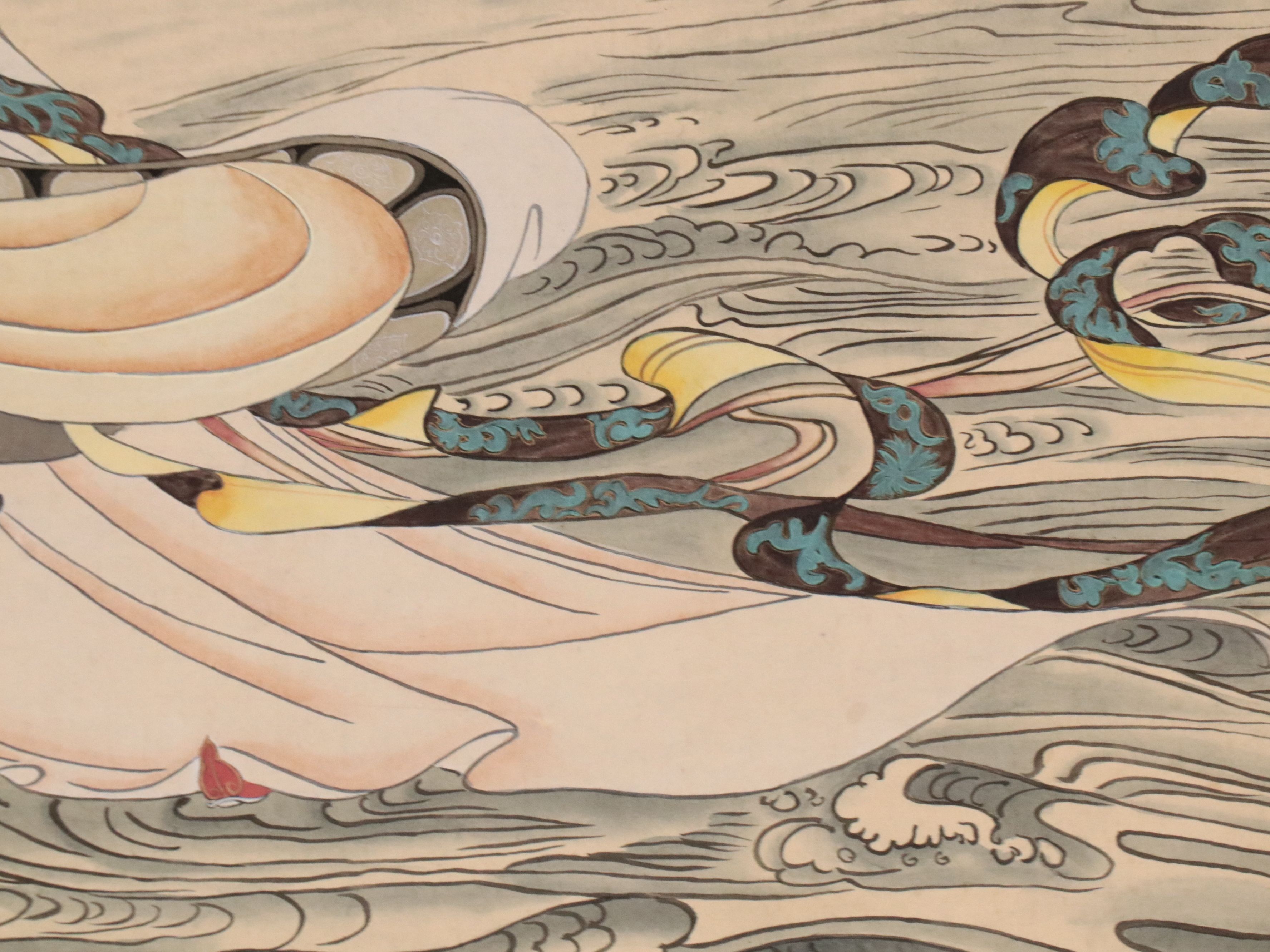 Watercolor and Gouache Chinese Hanging Scroll, Early 20th Century