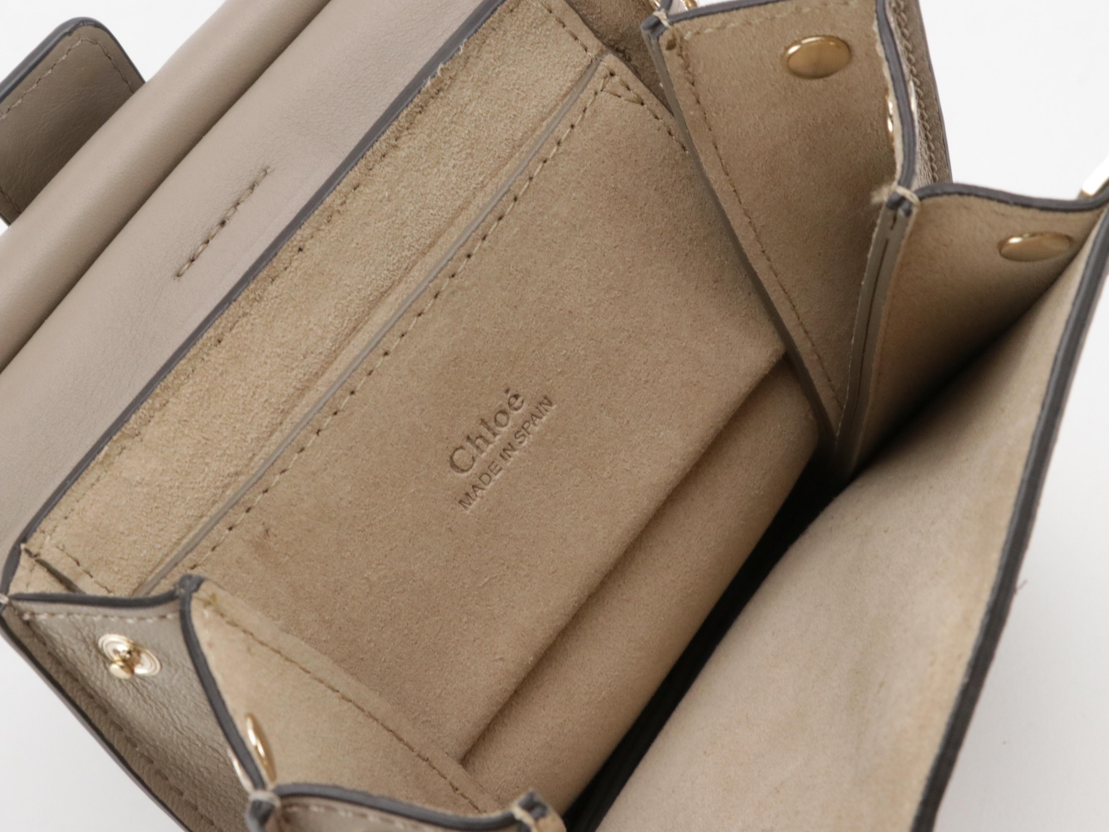 Chloé Mini Faye Bracelet Crossbody Bag in Taupe Grey Calfskin Leather and Suede