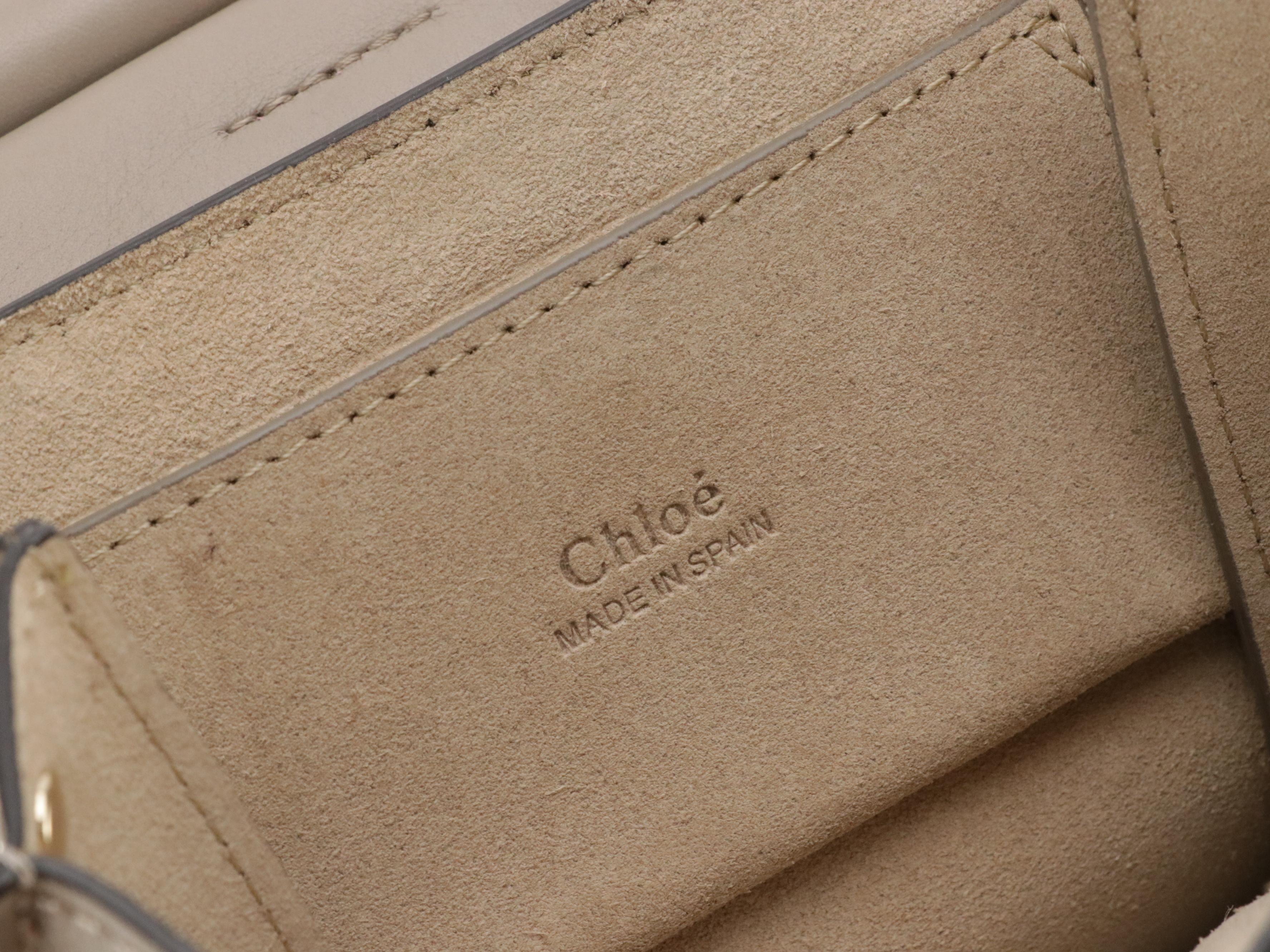 Chloé Mini Faye Bracelet Crossbody Bag in Taupe Grey Calfskin Leather and Suede