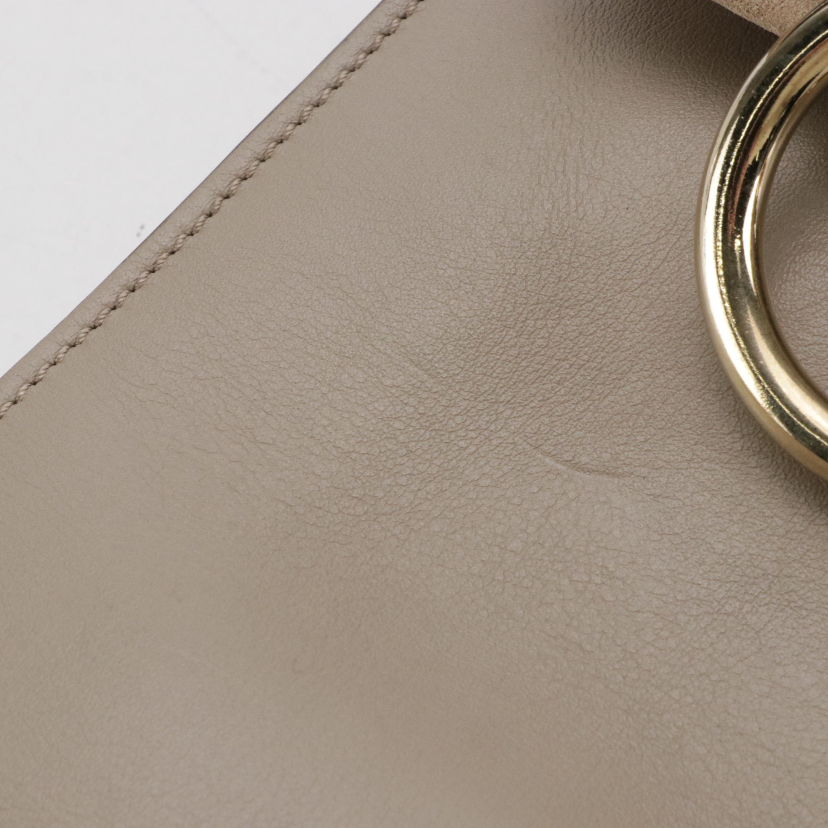 Chloé Mini Faye Bracelet Crossbody Bag in Taupe Grey Calfskin Leather and Suede