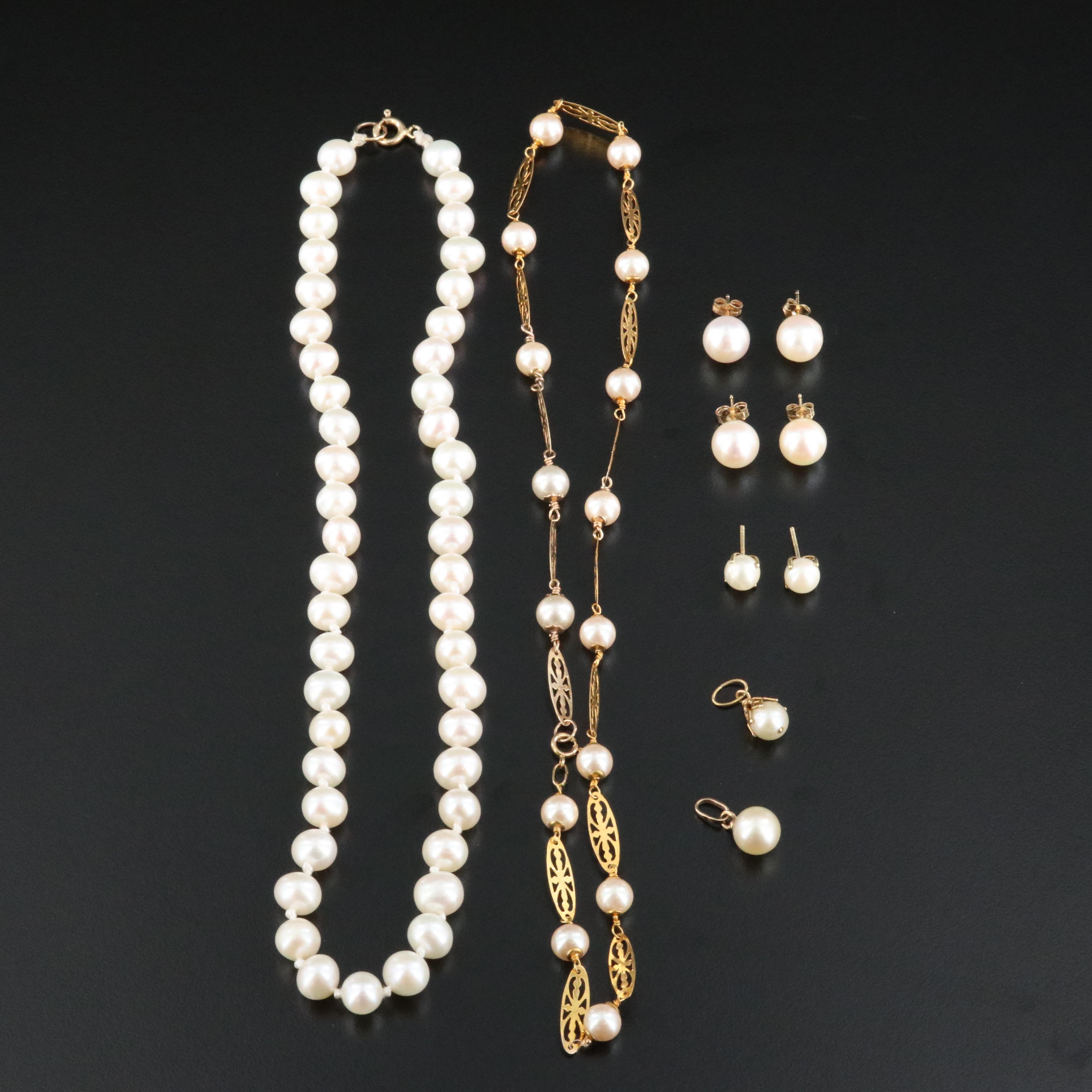 14K Pearl and Faux Pearl Jewelry Collection