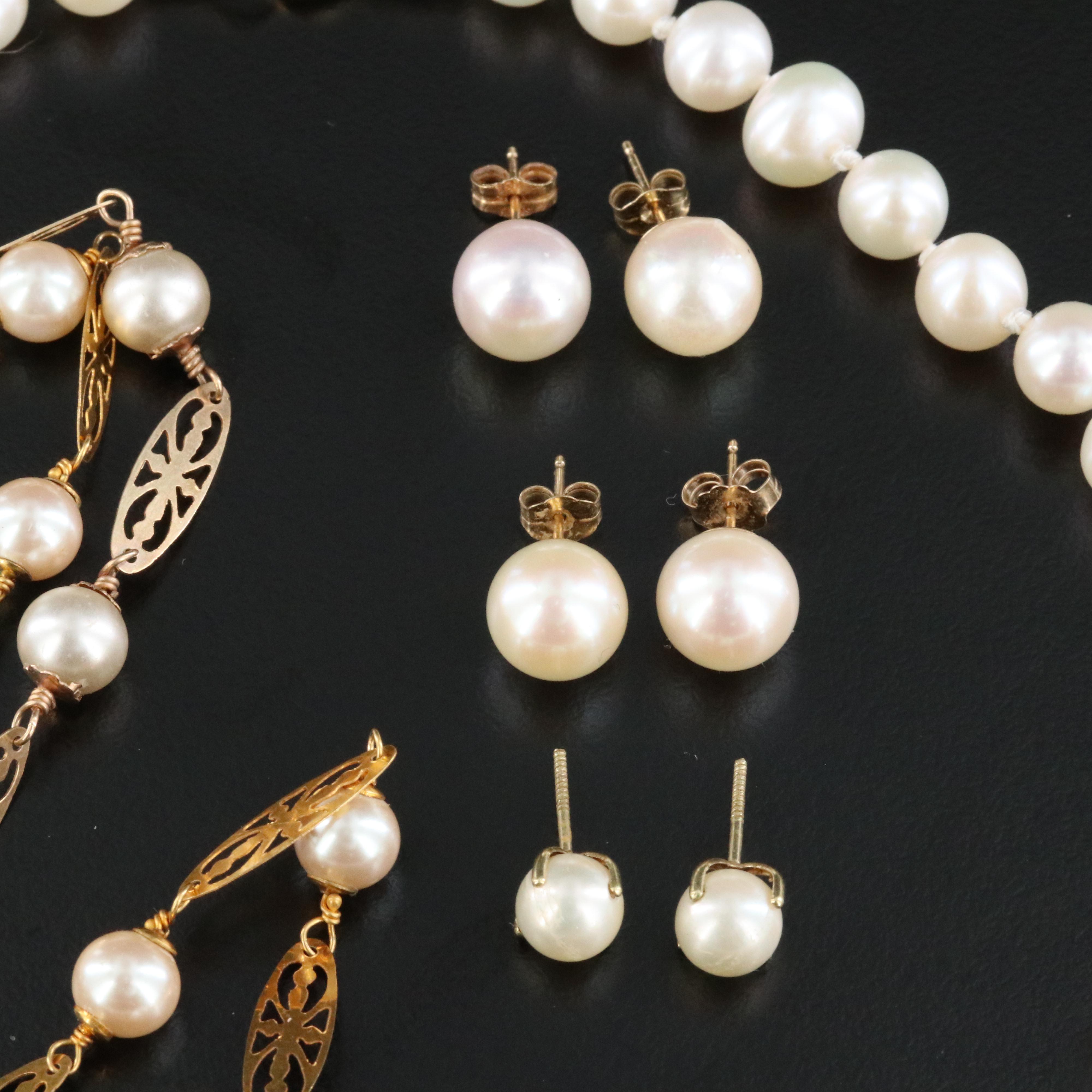 14K Pearl and Faux Pearl Jewelry Collection