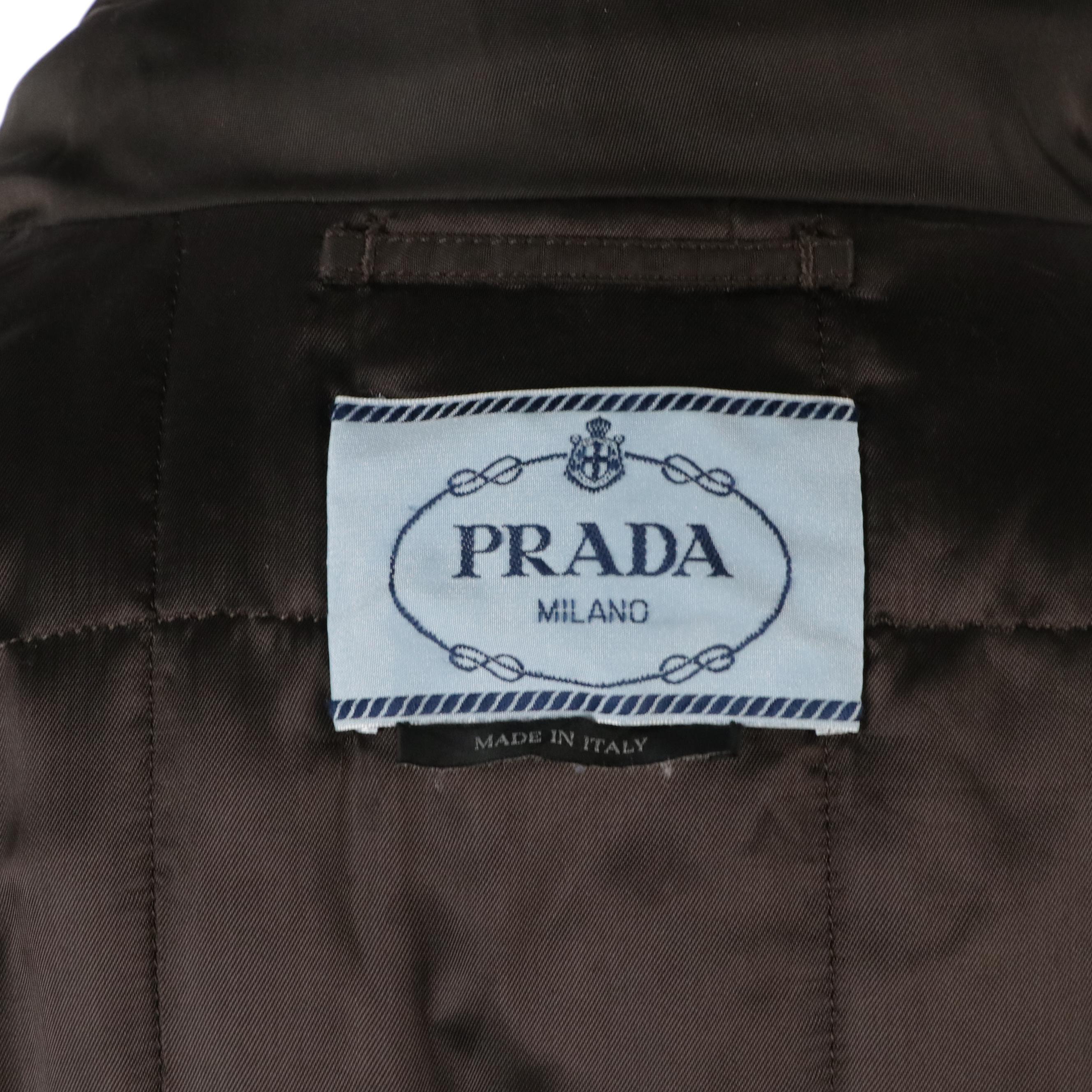 Men's Prada Dark Brown Nylon and Leather Bomber Jacket