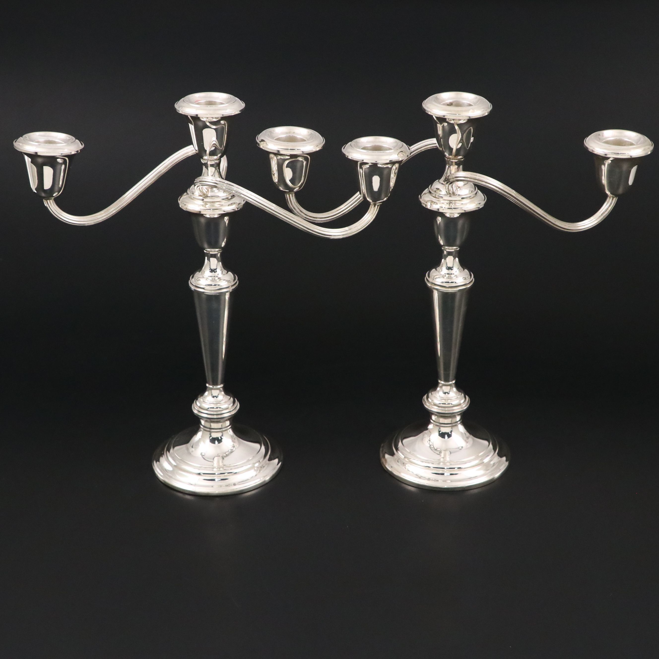 Pair of Gorham Sterling Silver Three-Light Candelabra