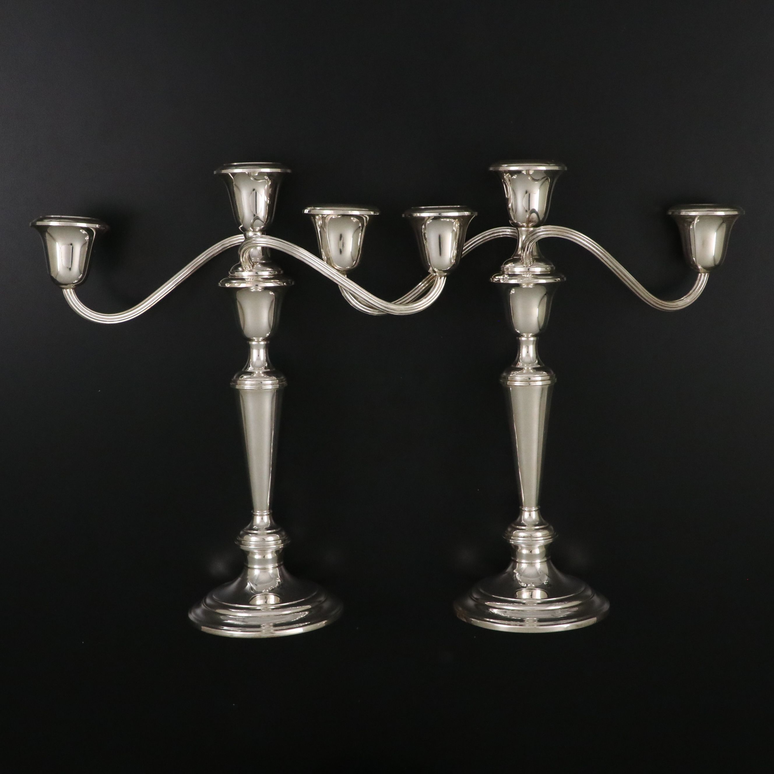 Pair of Gorham Sterling Silver Three-Light Candelabra