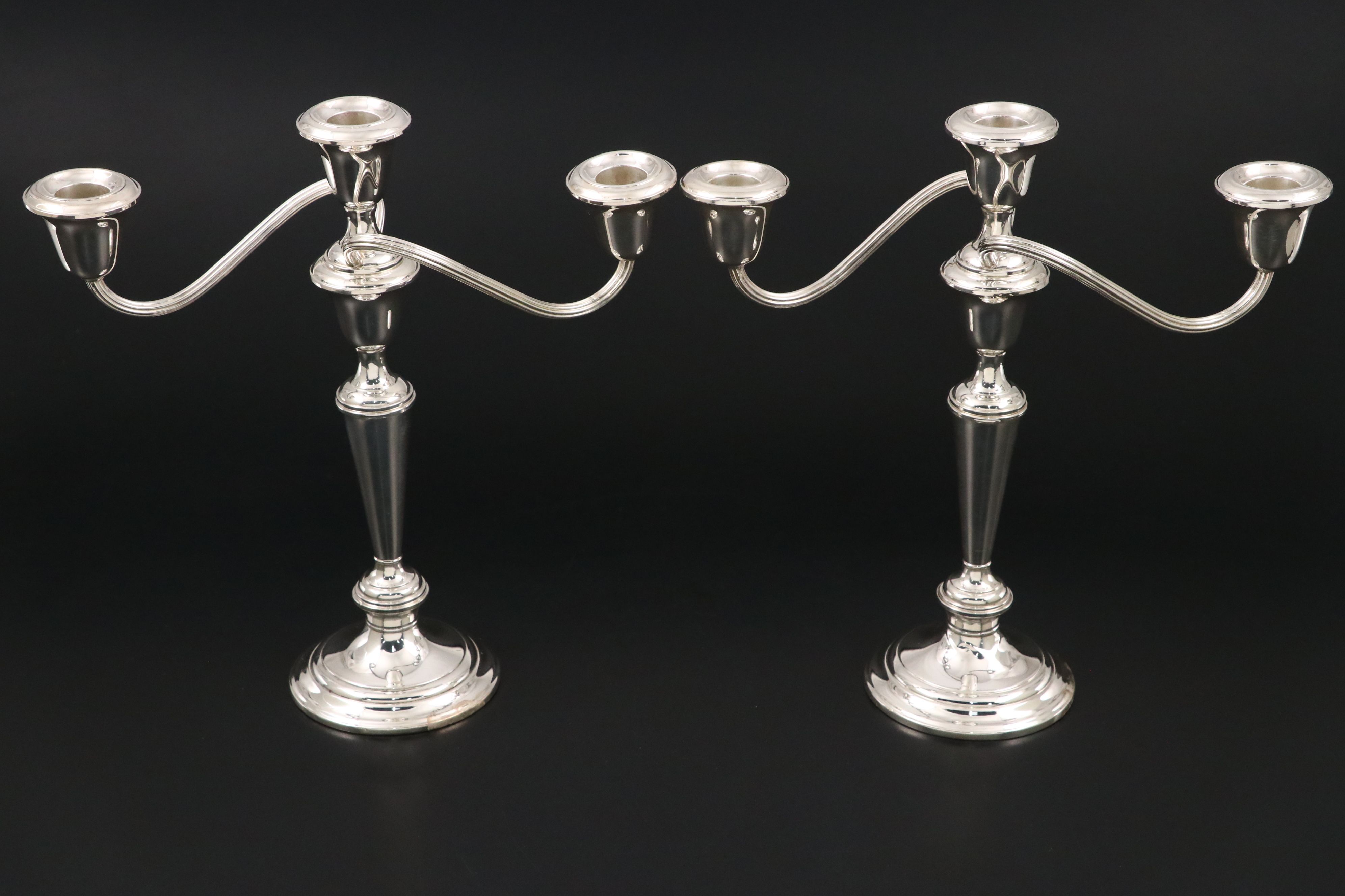 Pair of Gorham Sterling Silver Three-Light Candelabra