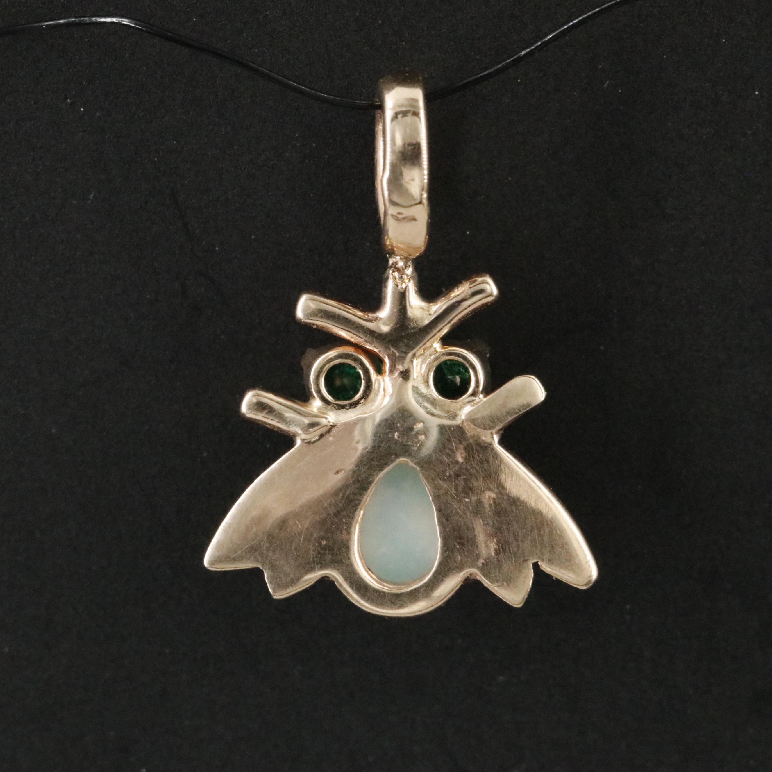 14K Opal and Emerald Fly Pendant