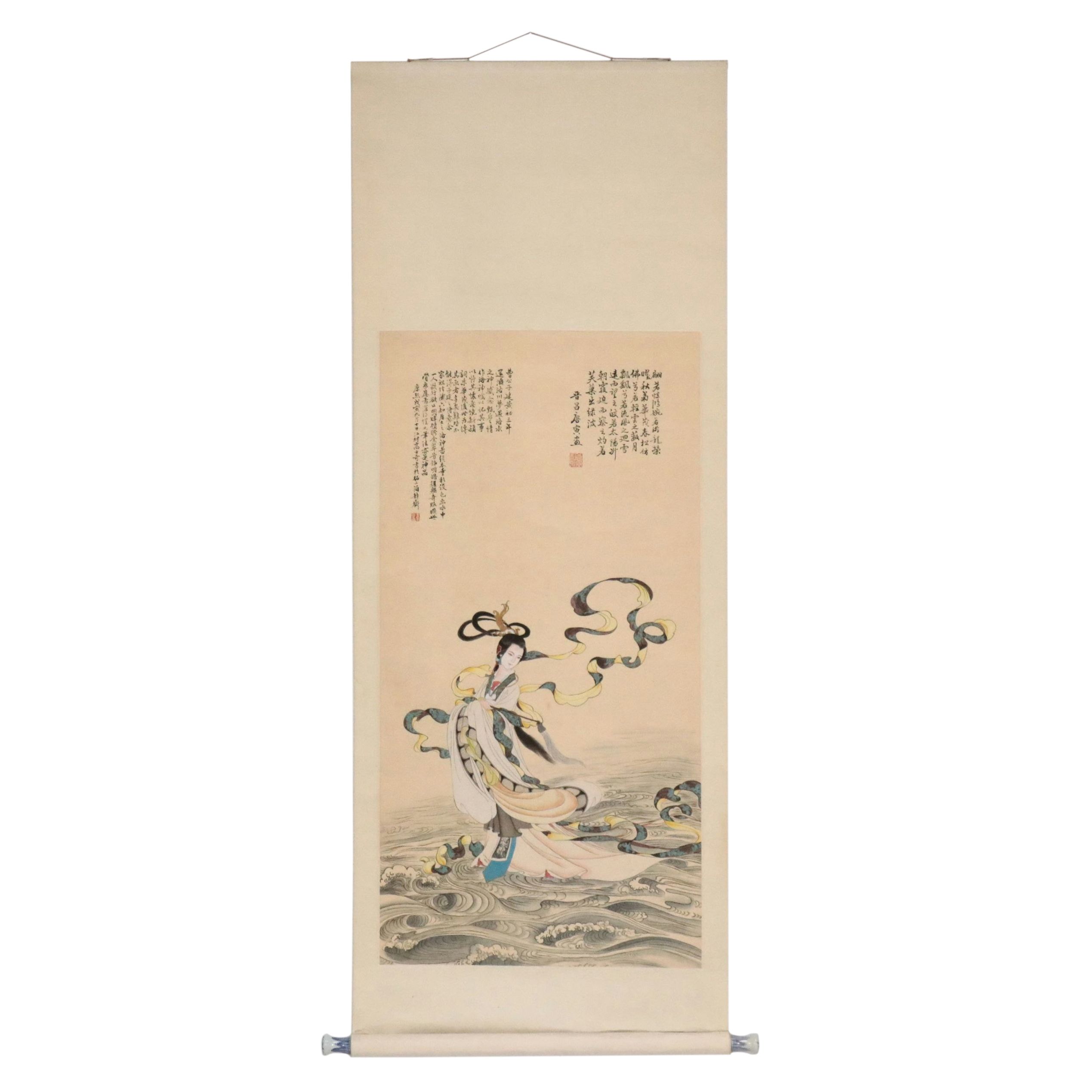 Watercolor and Gouache Chinese Hanging Scroll, Early 20th Century