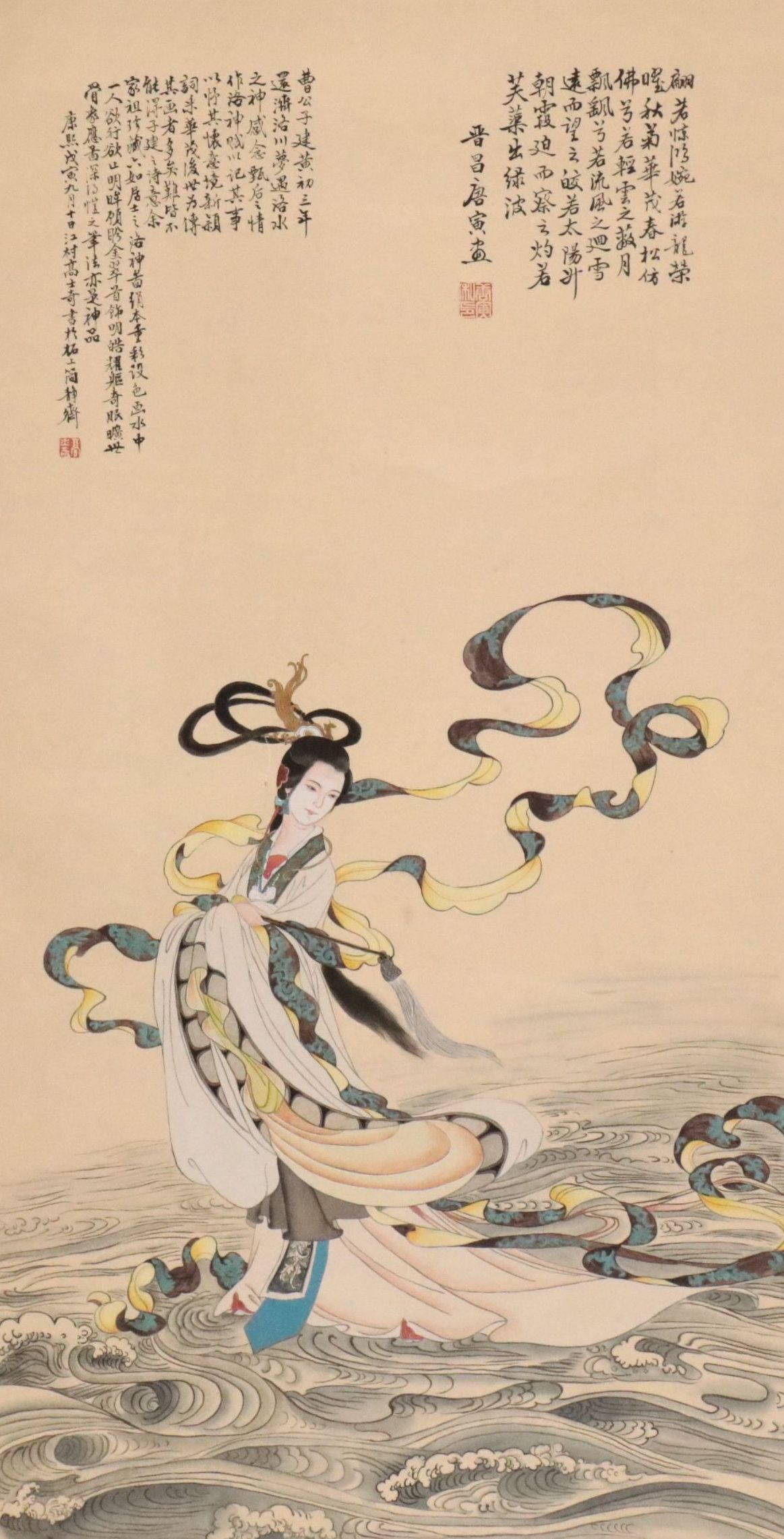Watercolor and Gouache Chinese Hanging Scroll, Early 20th Century