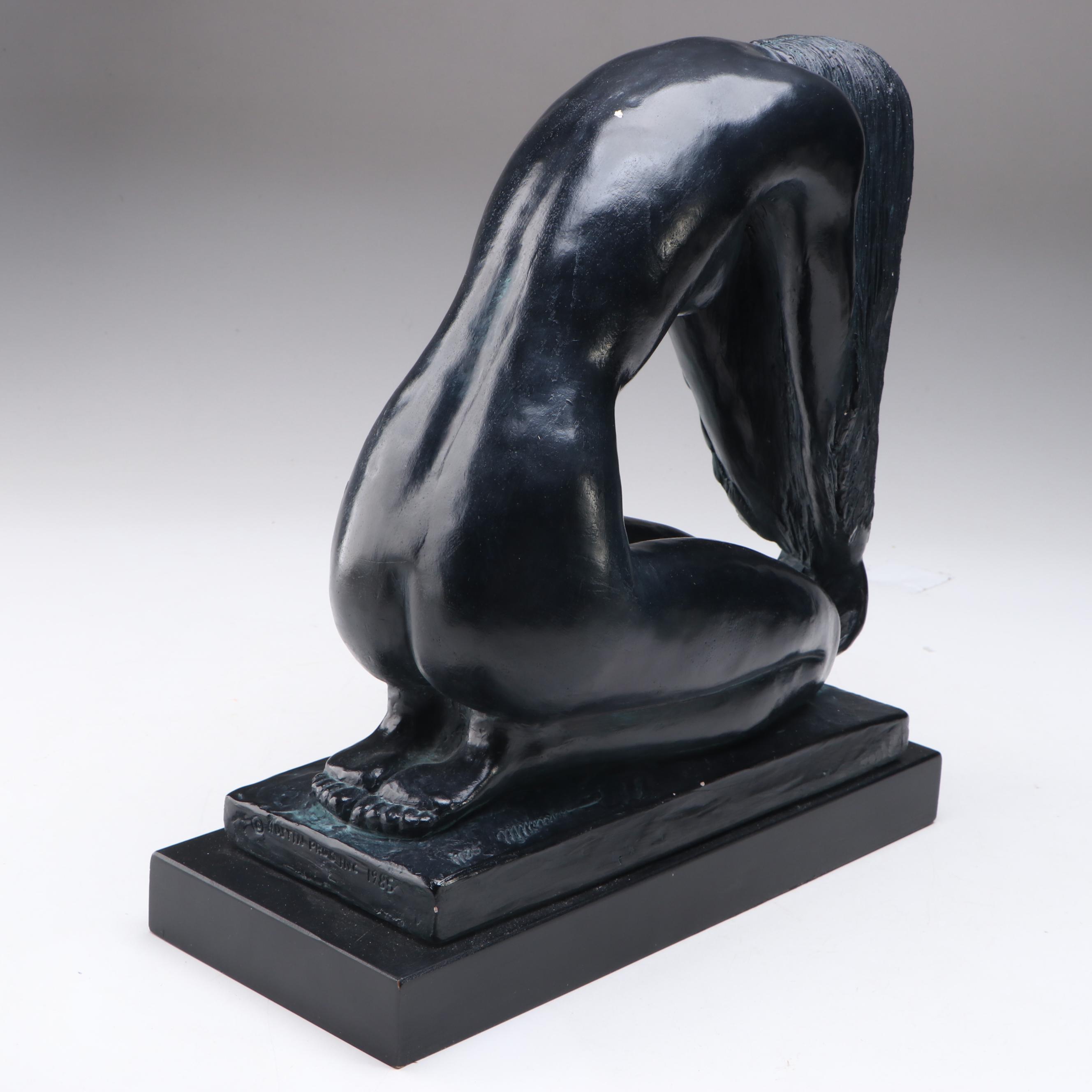 Patinated Cast Sculpture of Kneeling Woman After Mort Malkin, 1985