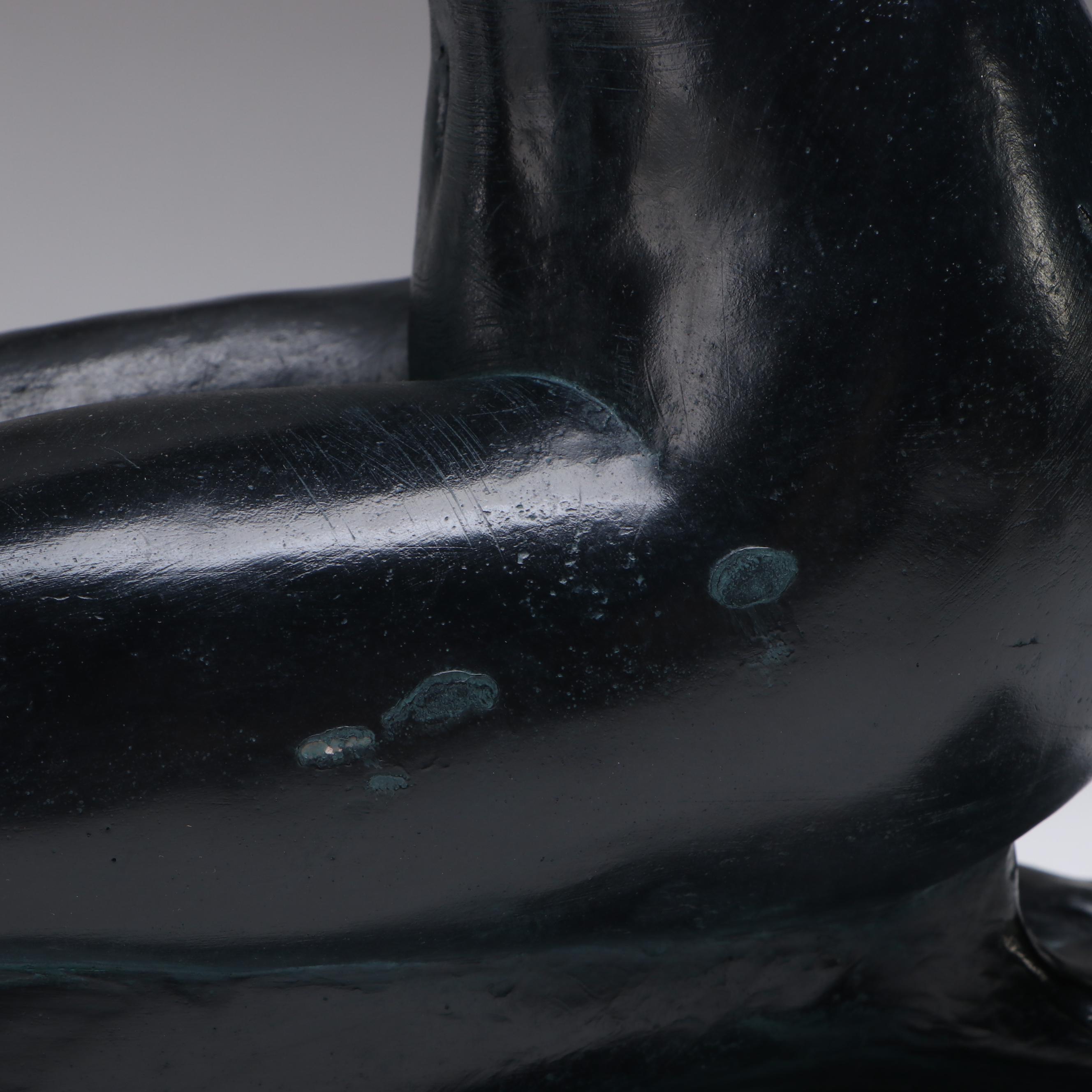 Patinated Cast Sculpture of Kneeling Woman After Mort Malkin, 1985