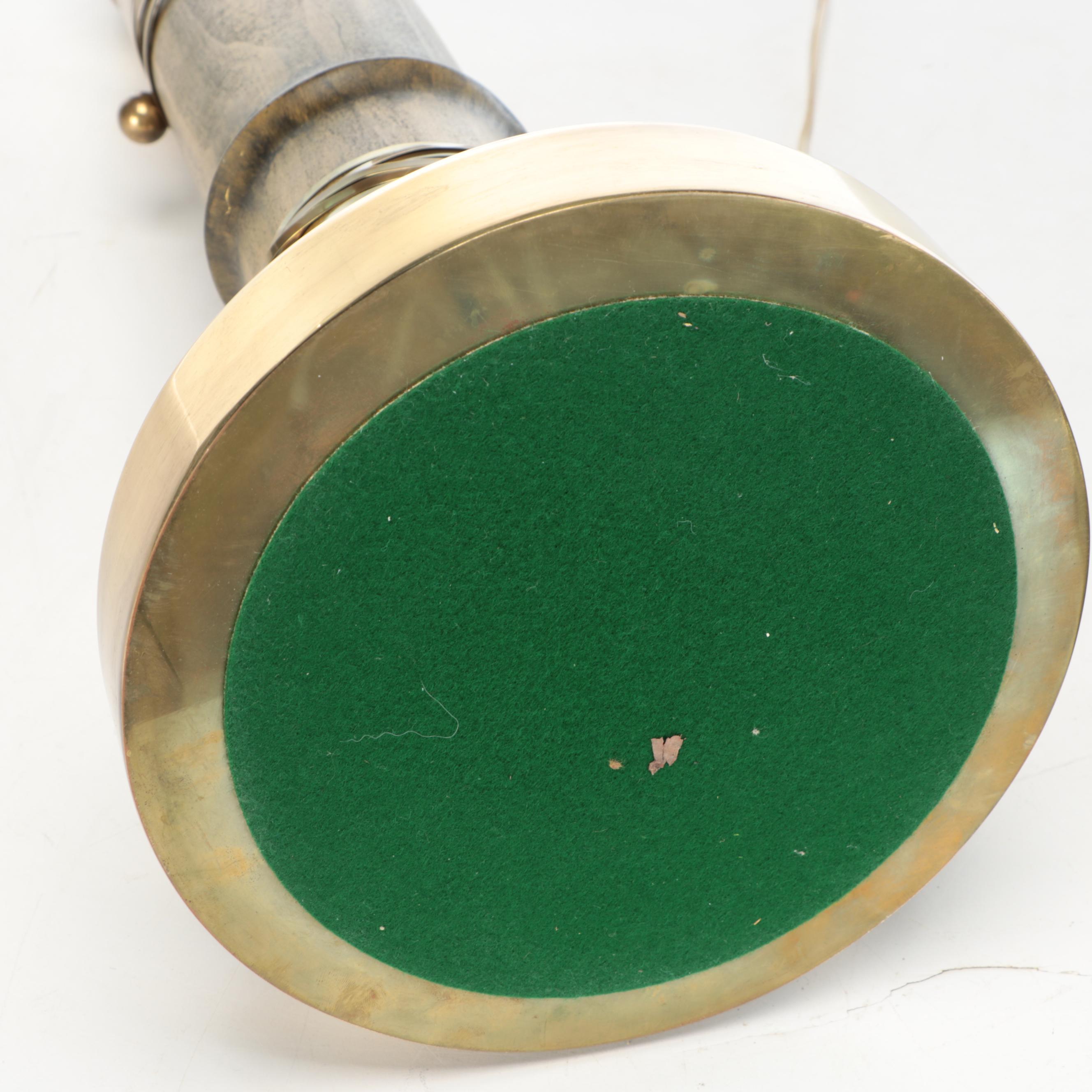 Brass Faux Bamboo Table Lamp with Black Paper Shade, Mid to Late 20th Century