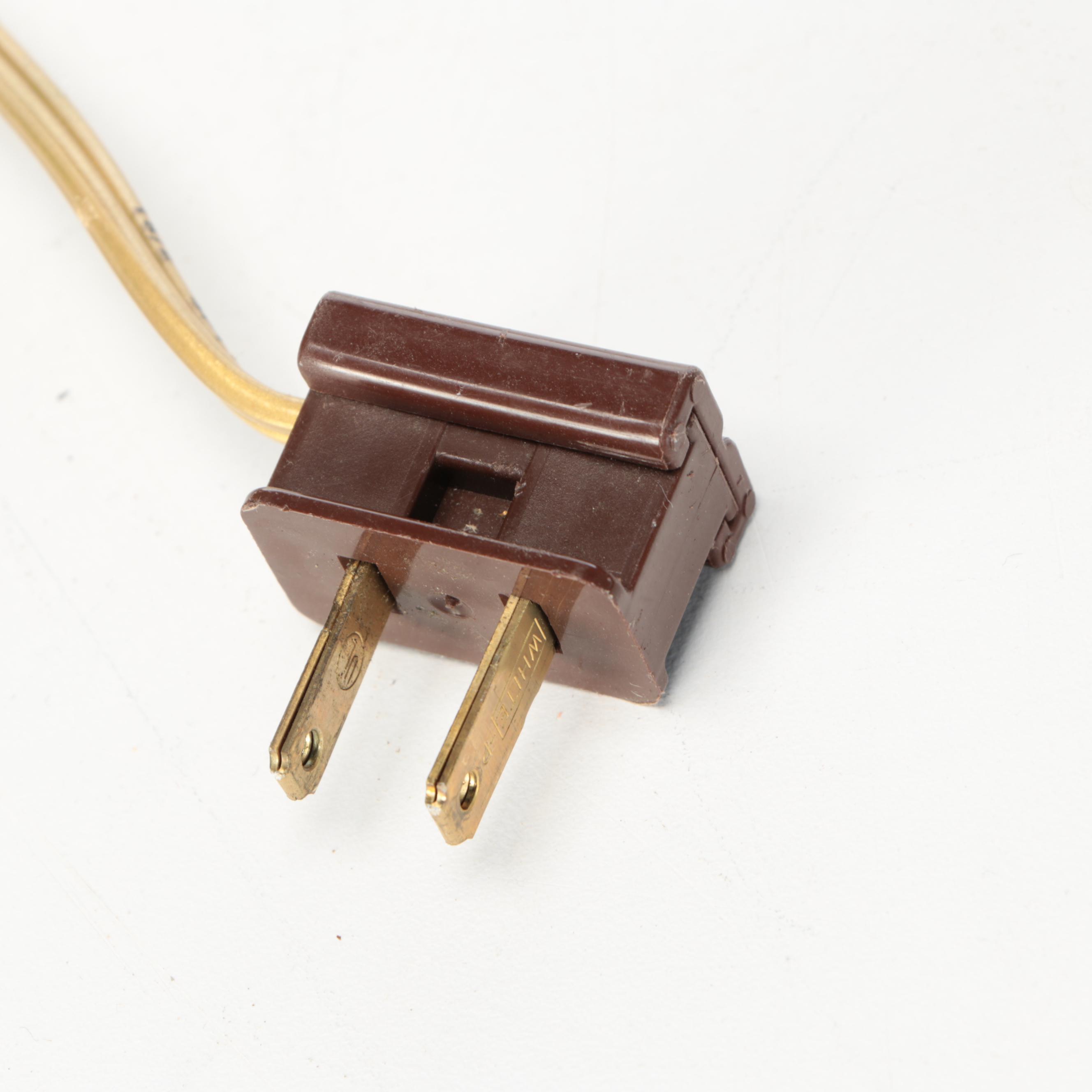 Brass Faux Bamboo Table Lamp with Black Paper Shade, Mid to Late 20th Century