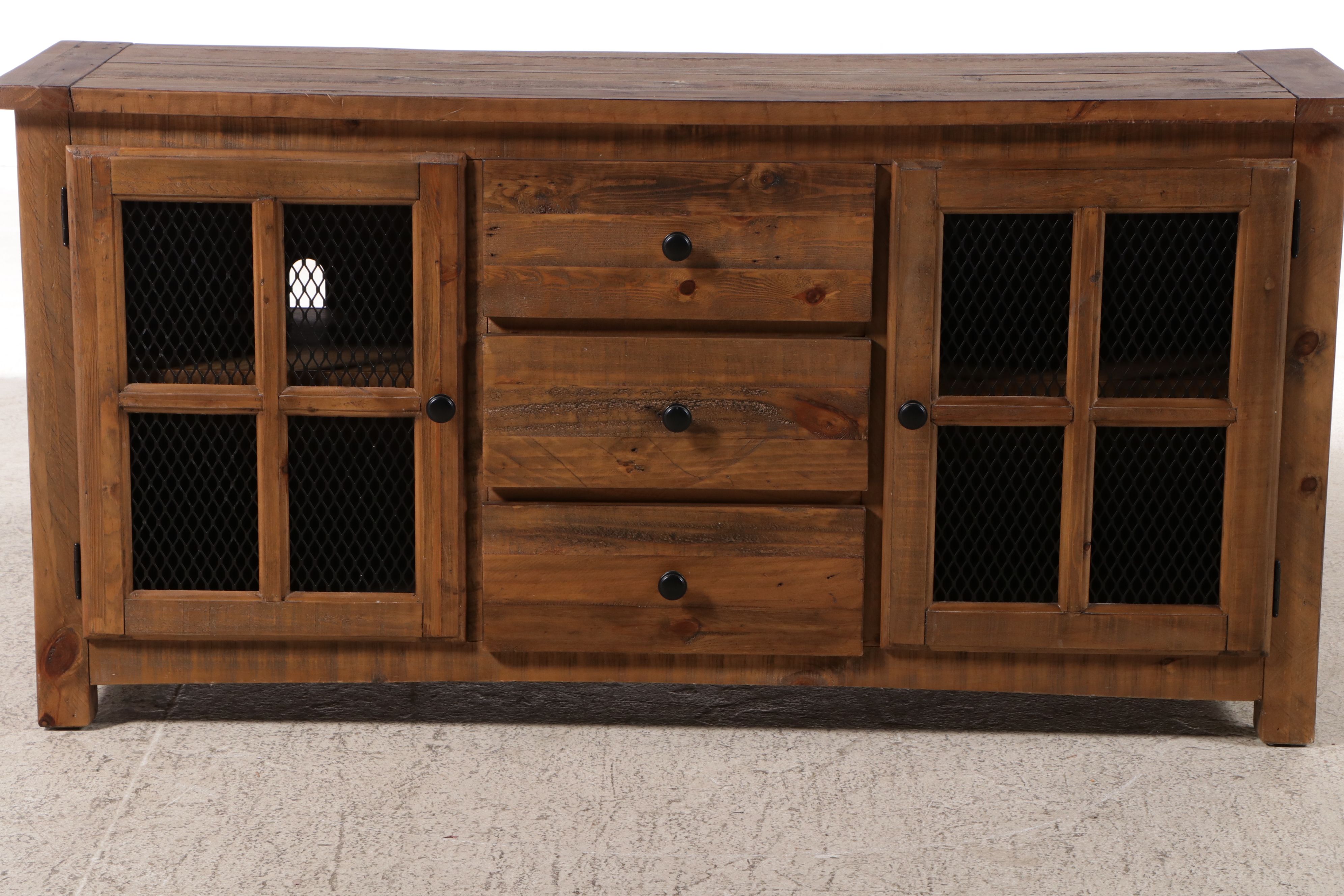 Rustic Pine Media Cabinet, 21st Century