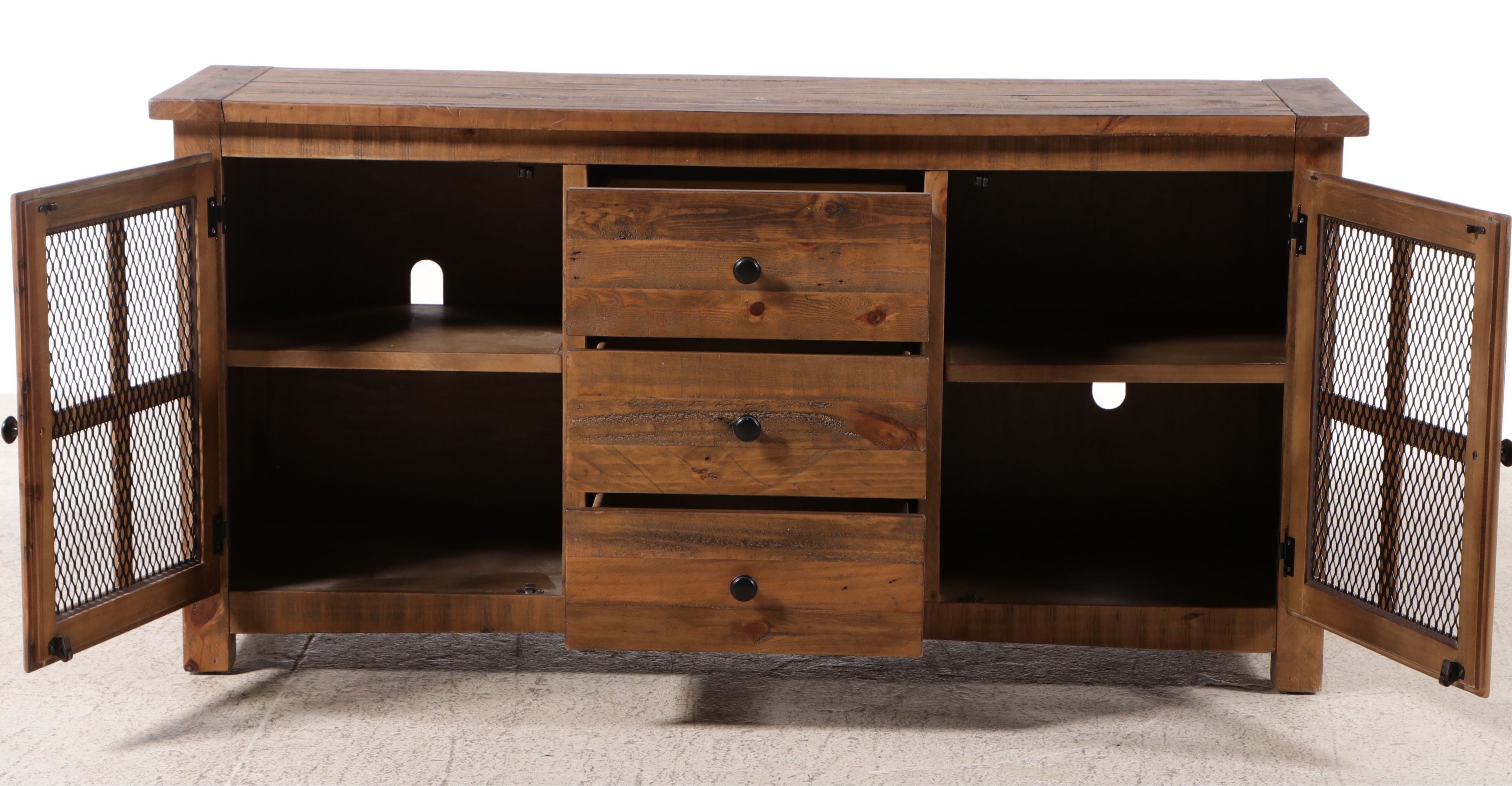 Rustic Pine Media Cabinet, 21st Century