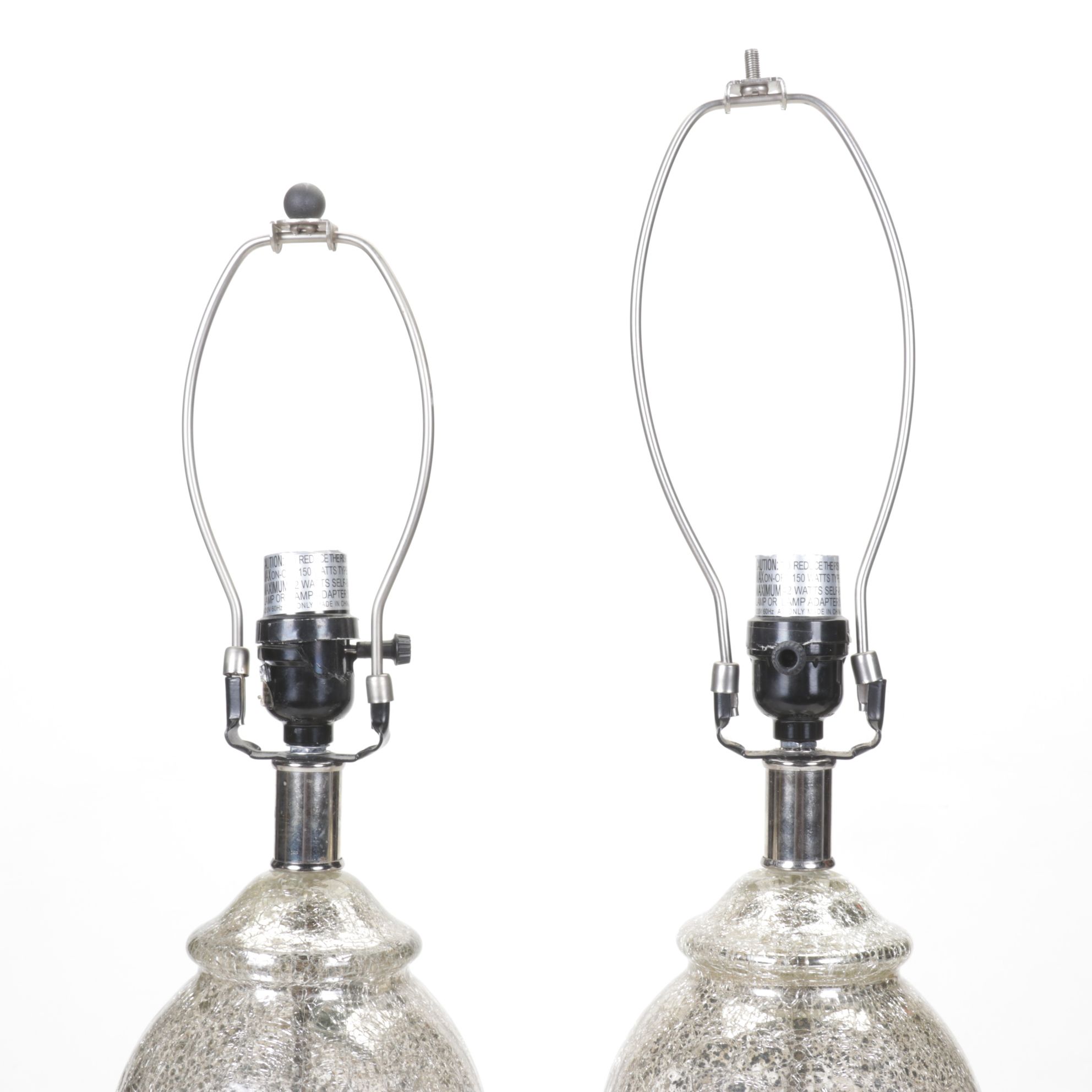Crackle Mercury Glass Pair of Table Lamps