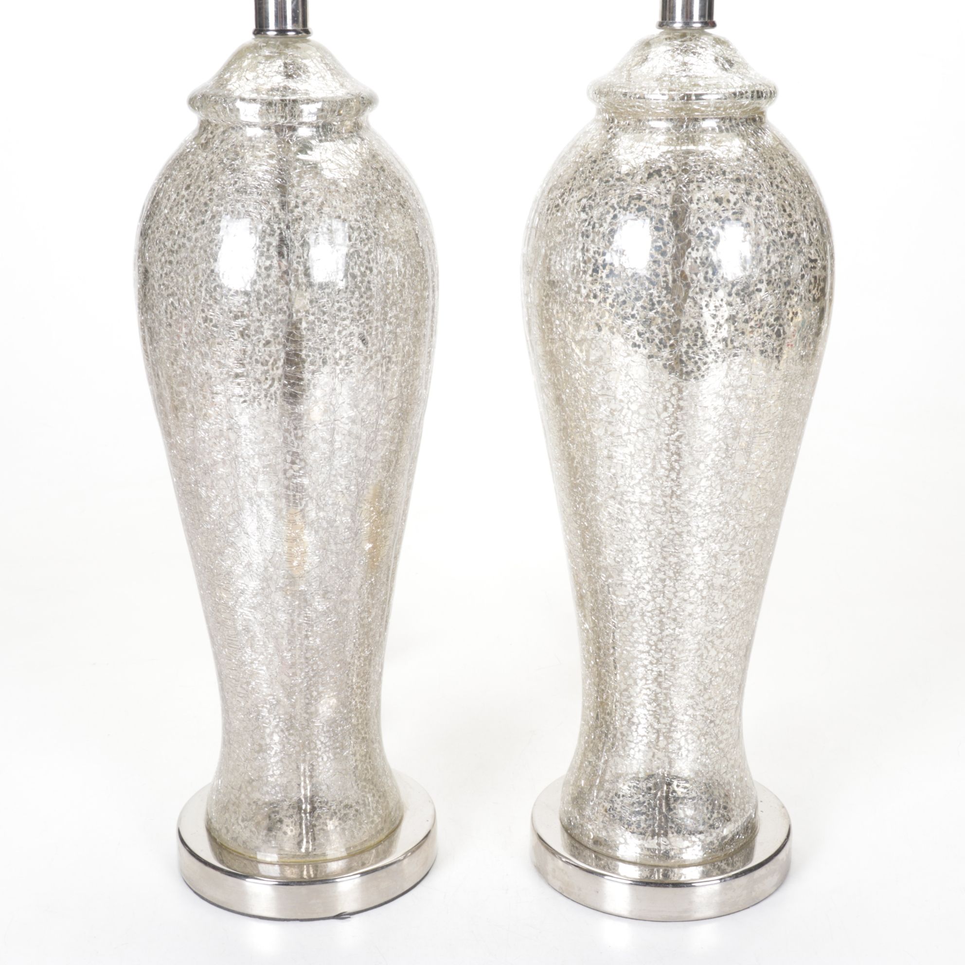Crackle Mercury Glass Pair of Table Lamps