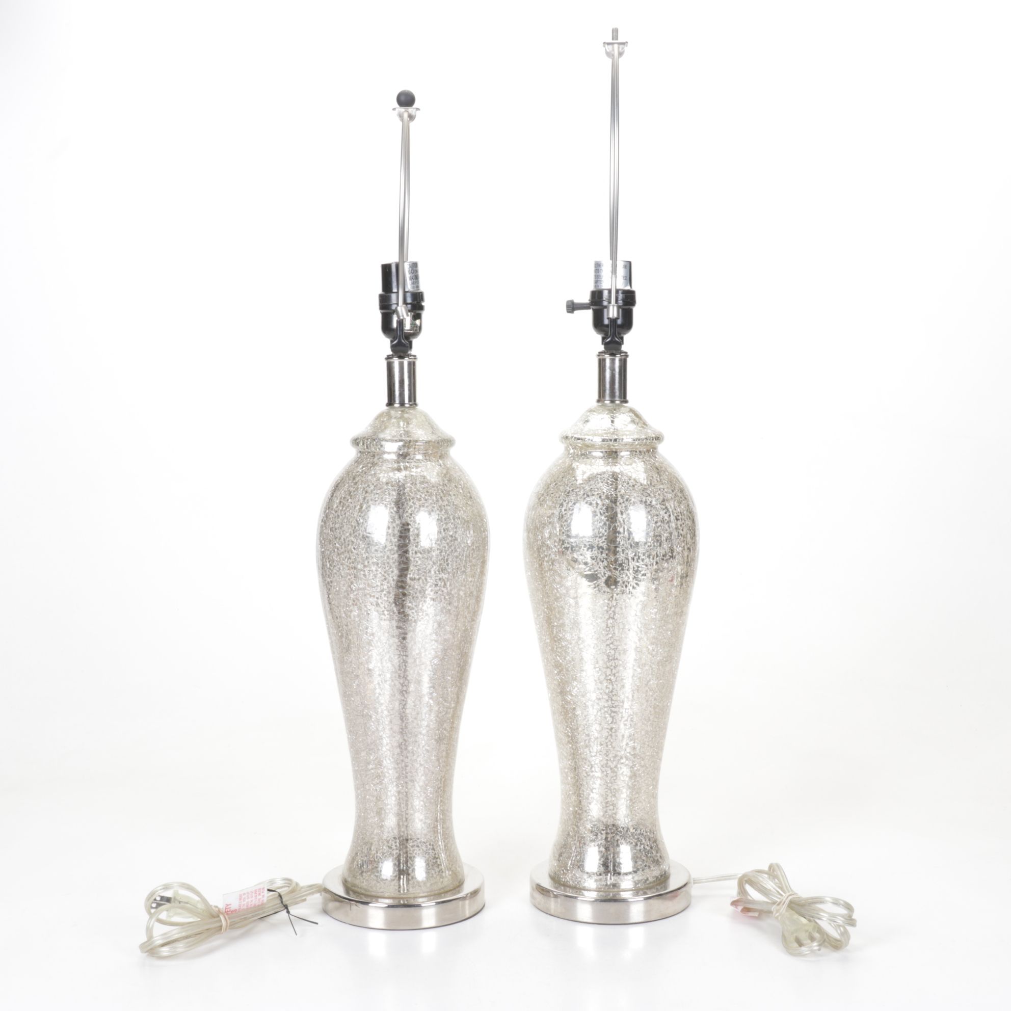 Crackle Mercury Glass Pair of Table Lamps