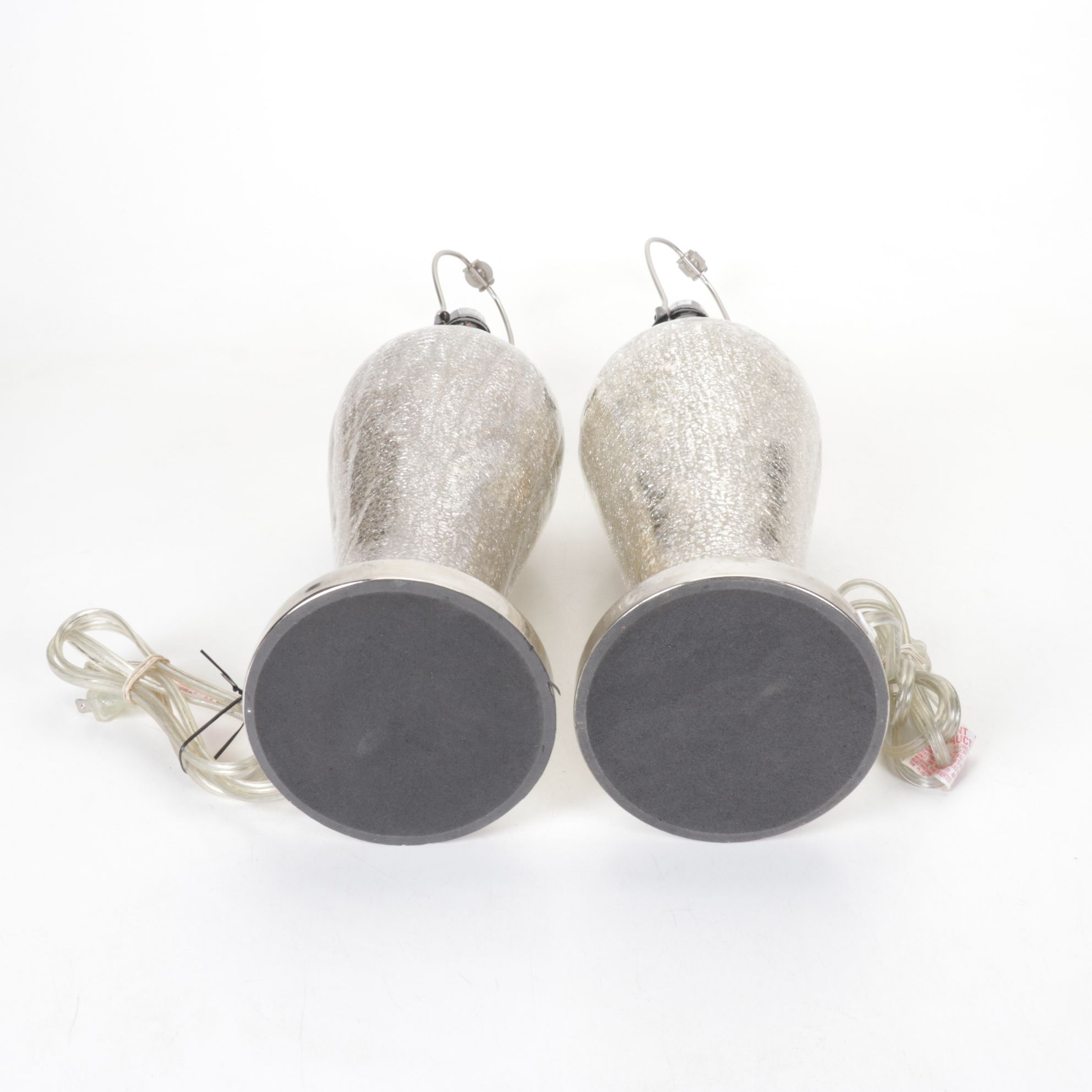 Crackle Mercury Glass Pair of Table Lamps