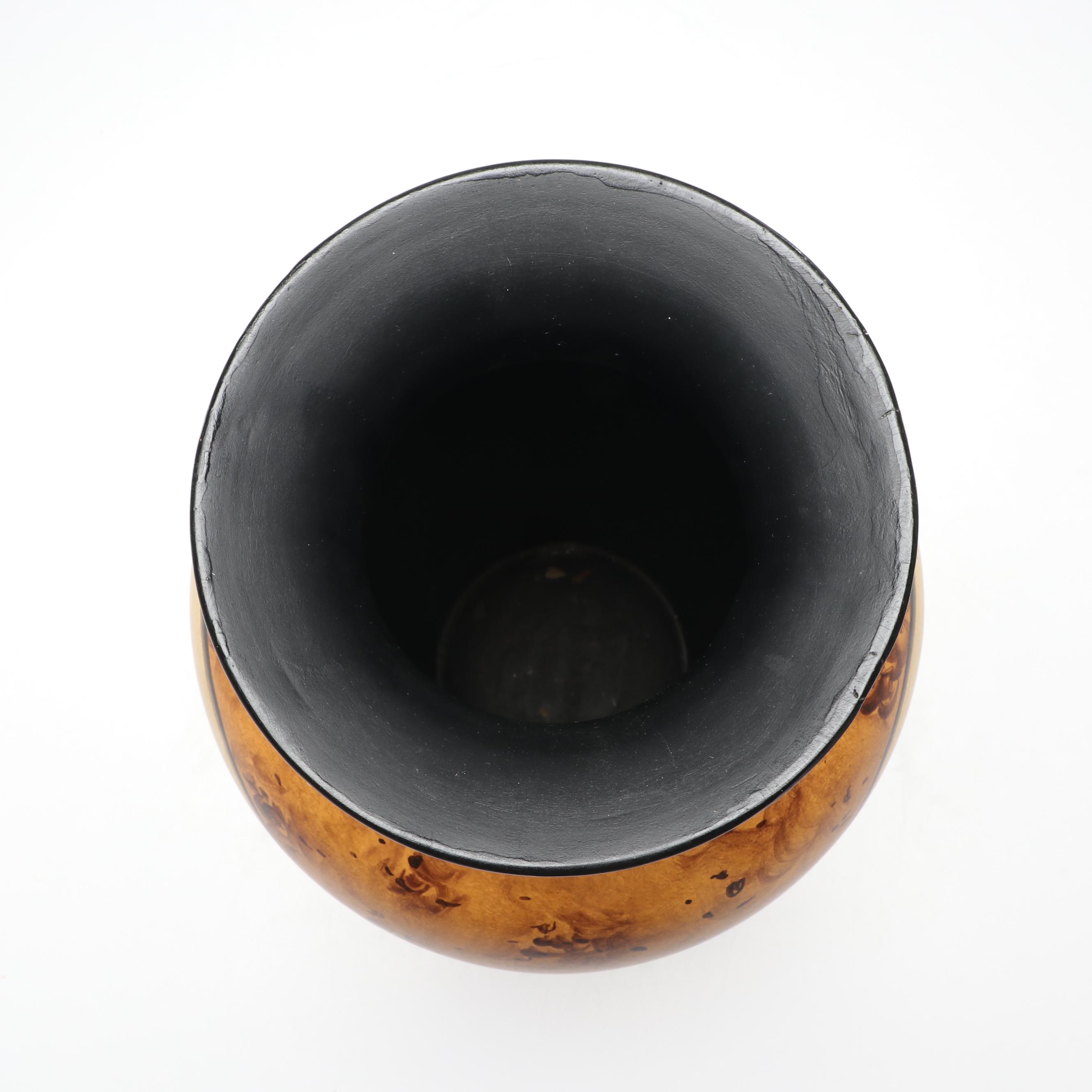 Faux Bois Painted Ceramic Vase with Pheasant Cameo