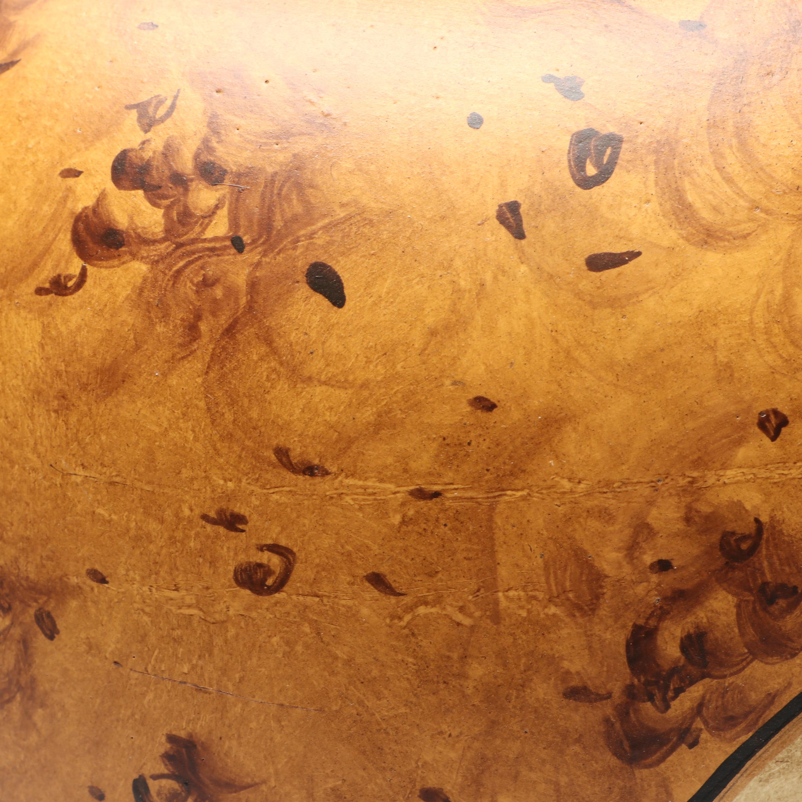 Faux Bois Painted Ceramic Vase with Pheasant Cameo