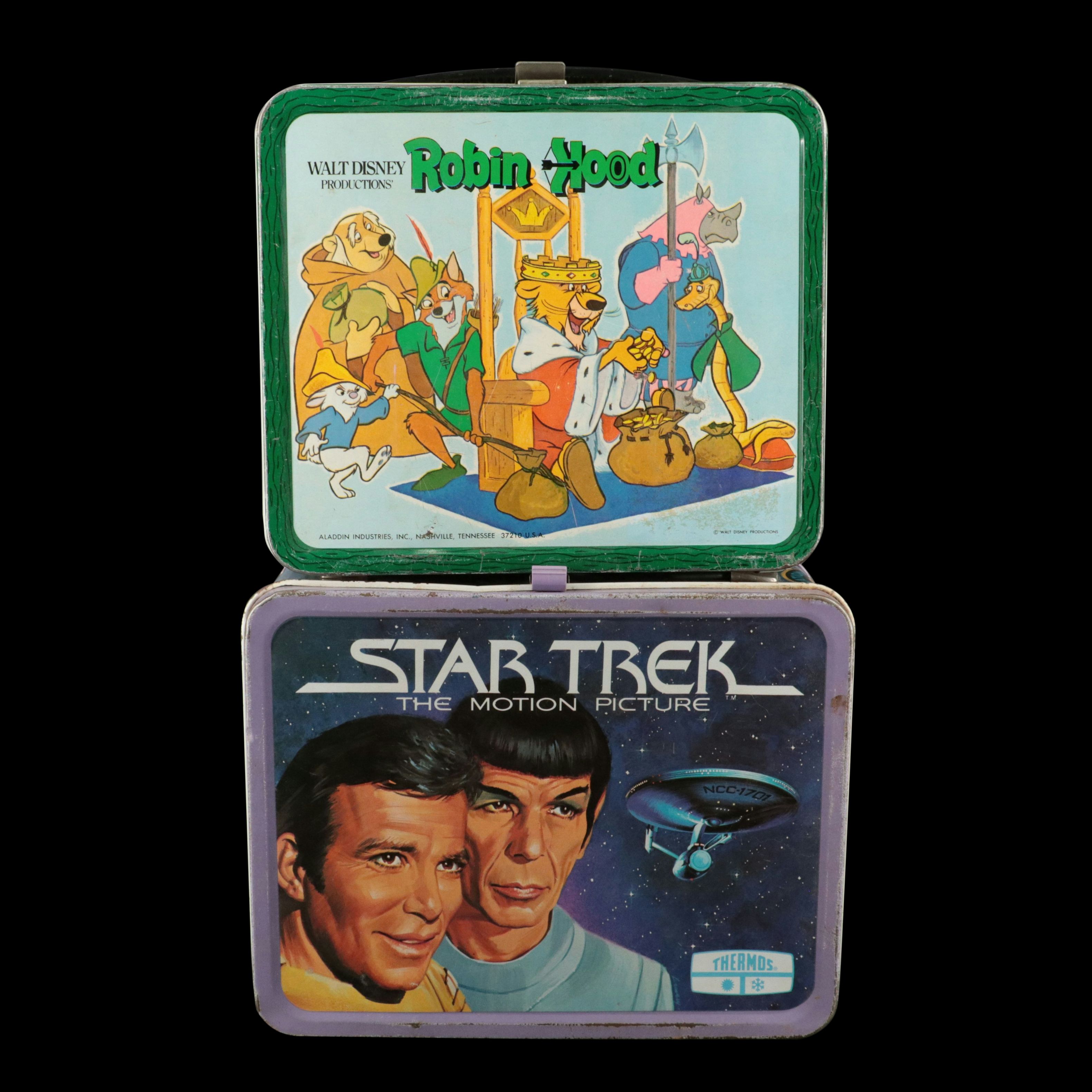 Star Trek and Disney's Robin Hood Metal Lunch Boxes, 1970s