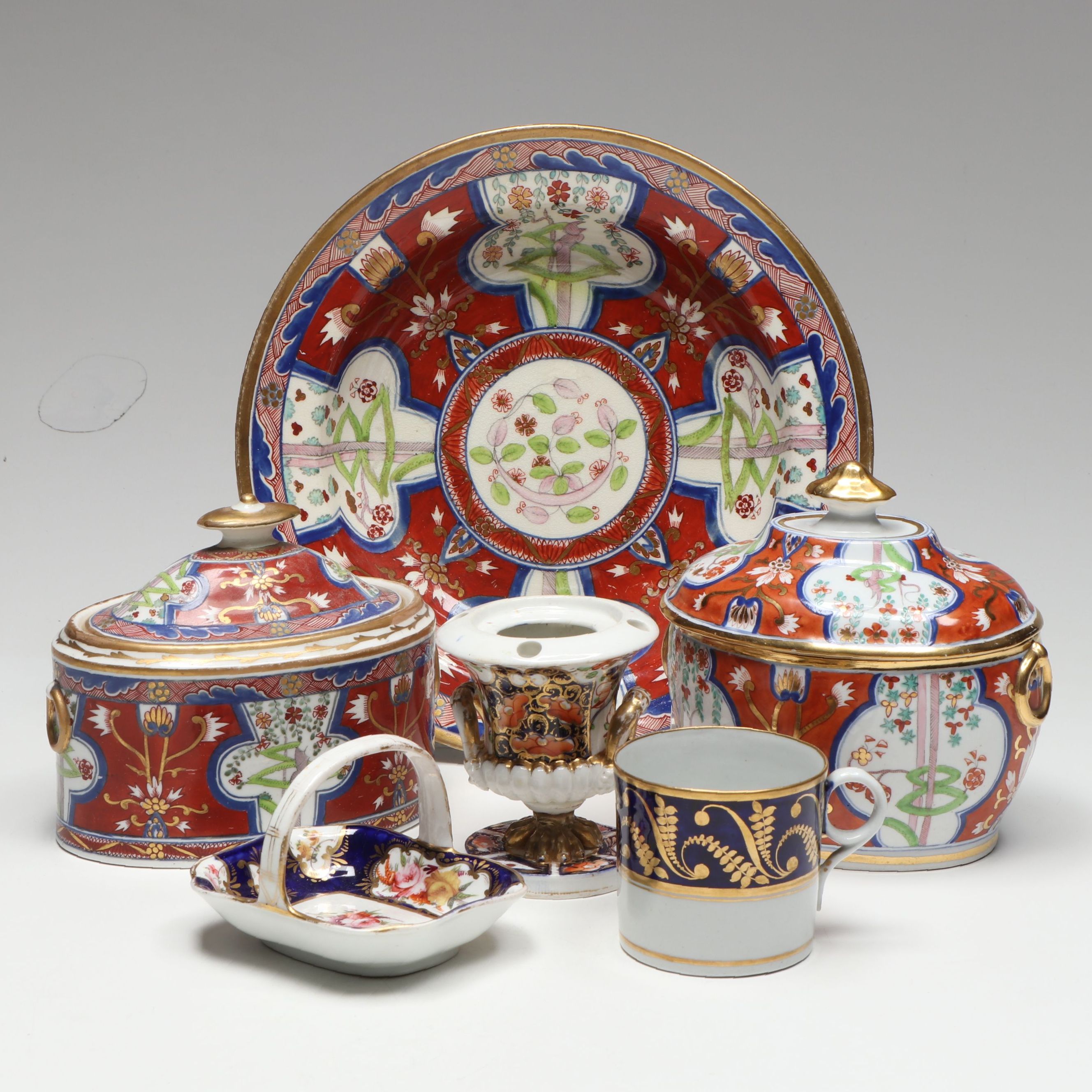 Derby English Porcelain with Chinese Imari and Other Table Accessories