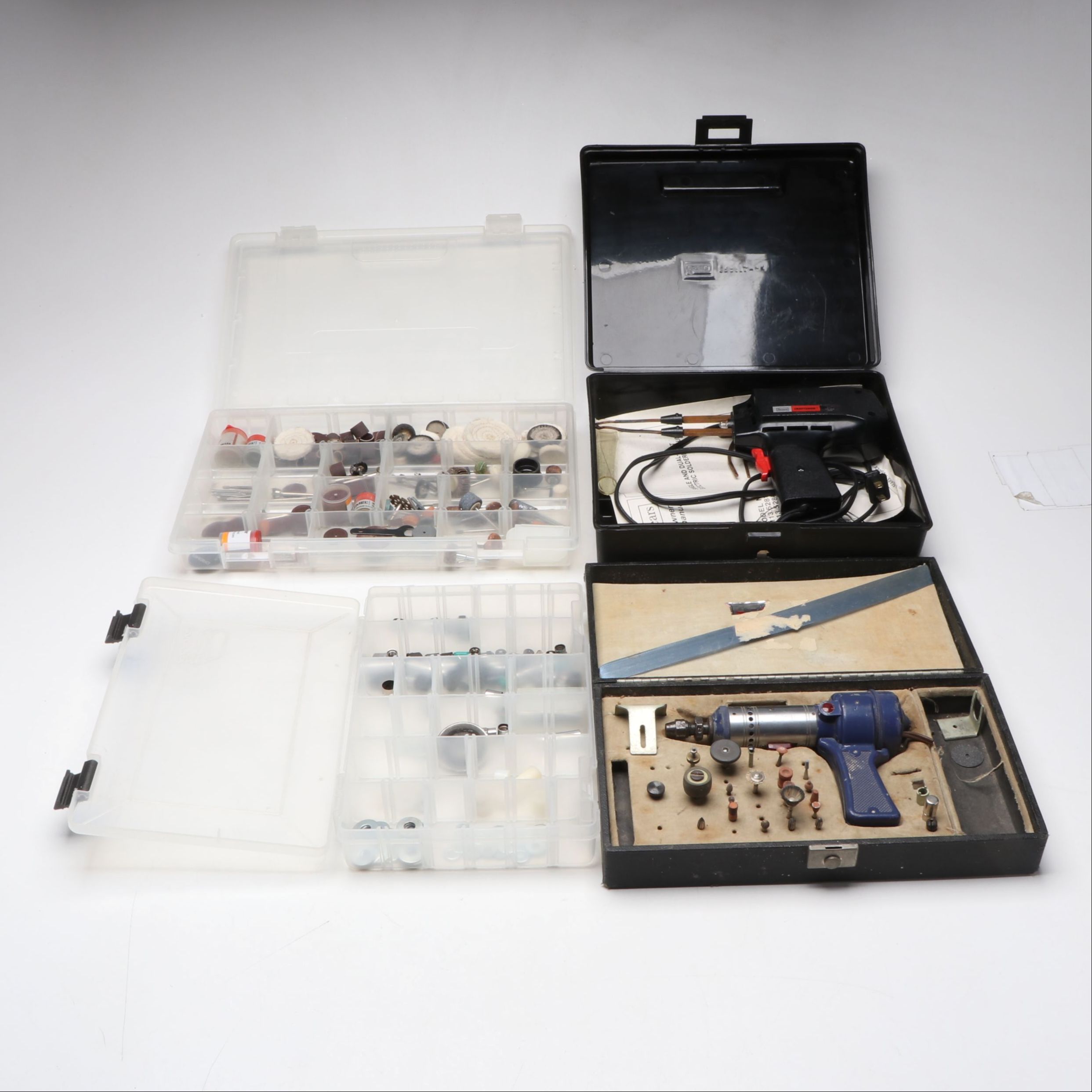 Sears Craftsman Soldering Gun with Dremel and Boxes of Accessories